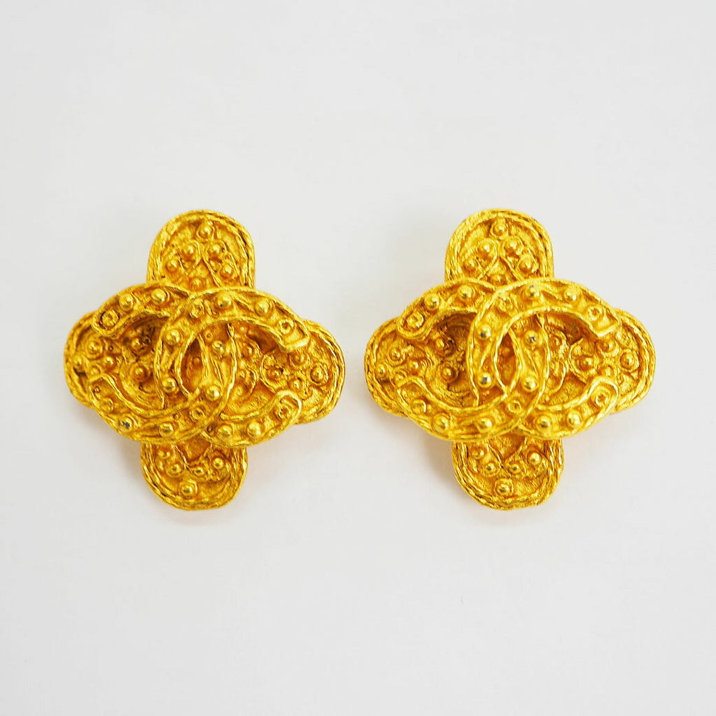 Vintage Earrings Gold-Tone Metal
