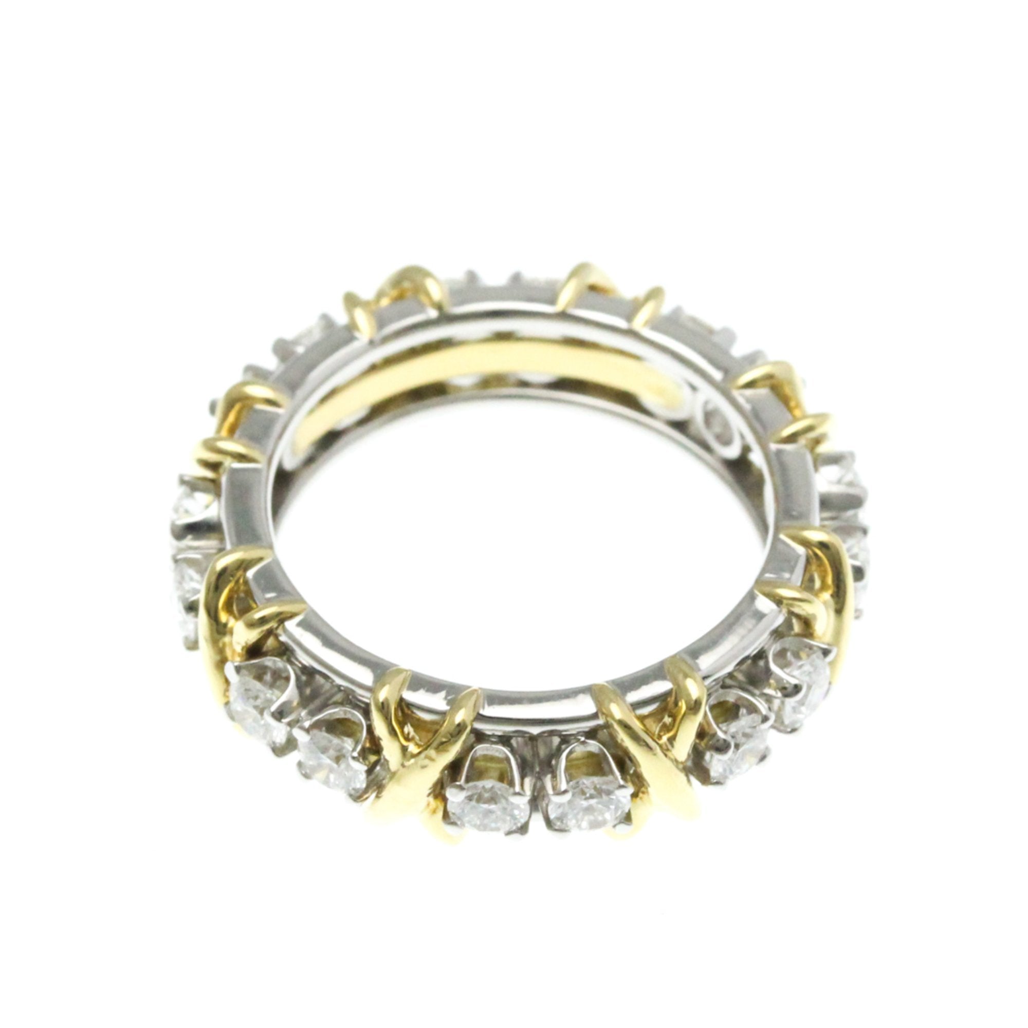 Band Ring 18K Yellow Gold and Platinum with Diamond