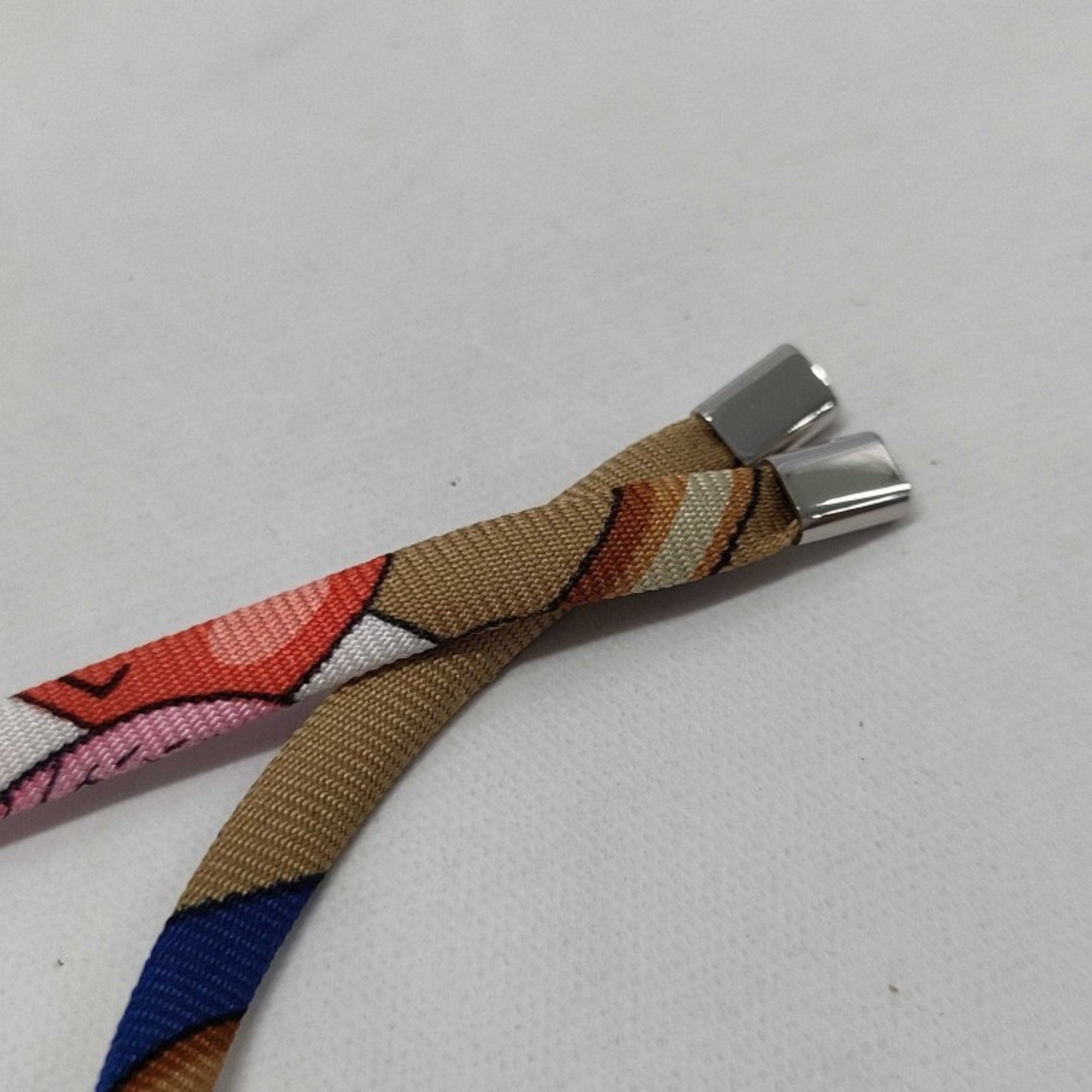 Pendant Necklace Metal and Silk Silver Multi-Color