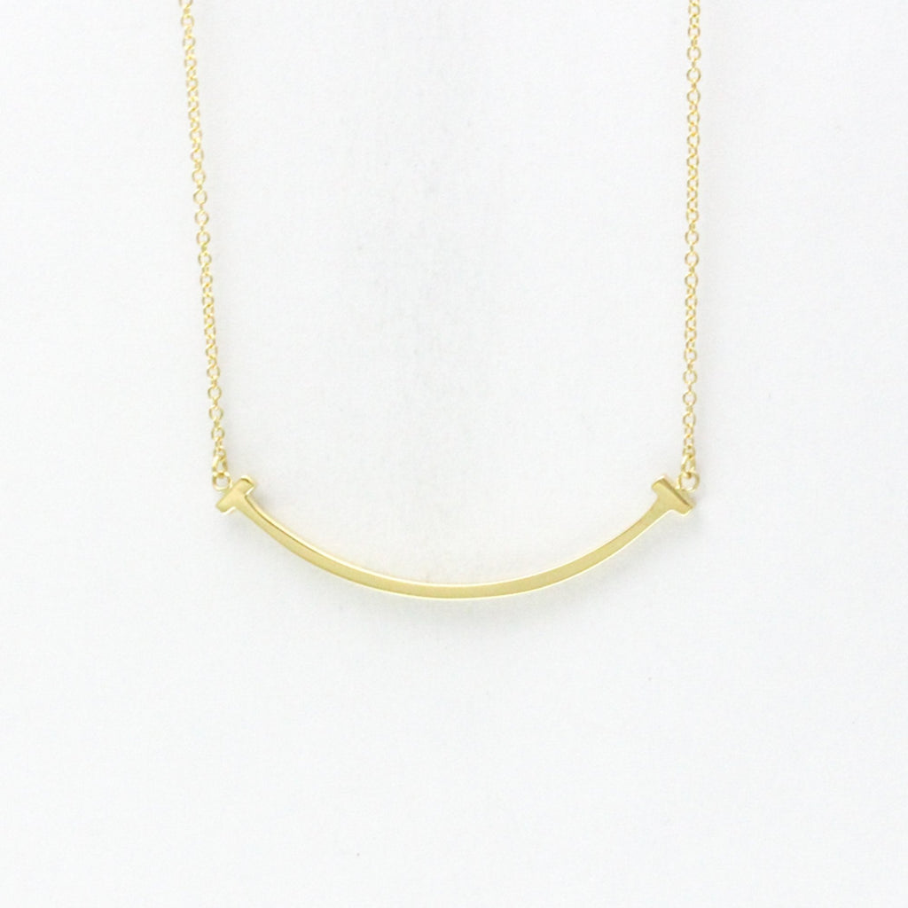 T Smile Pendant Necklace 18K Yellow Gold