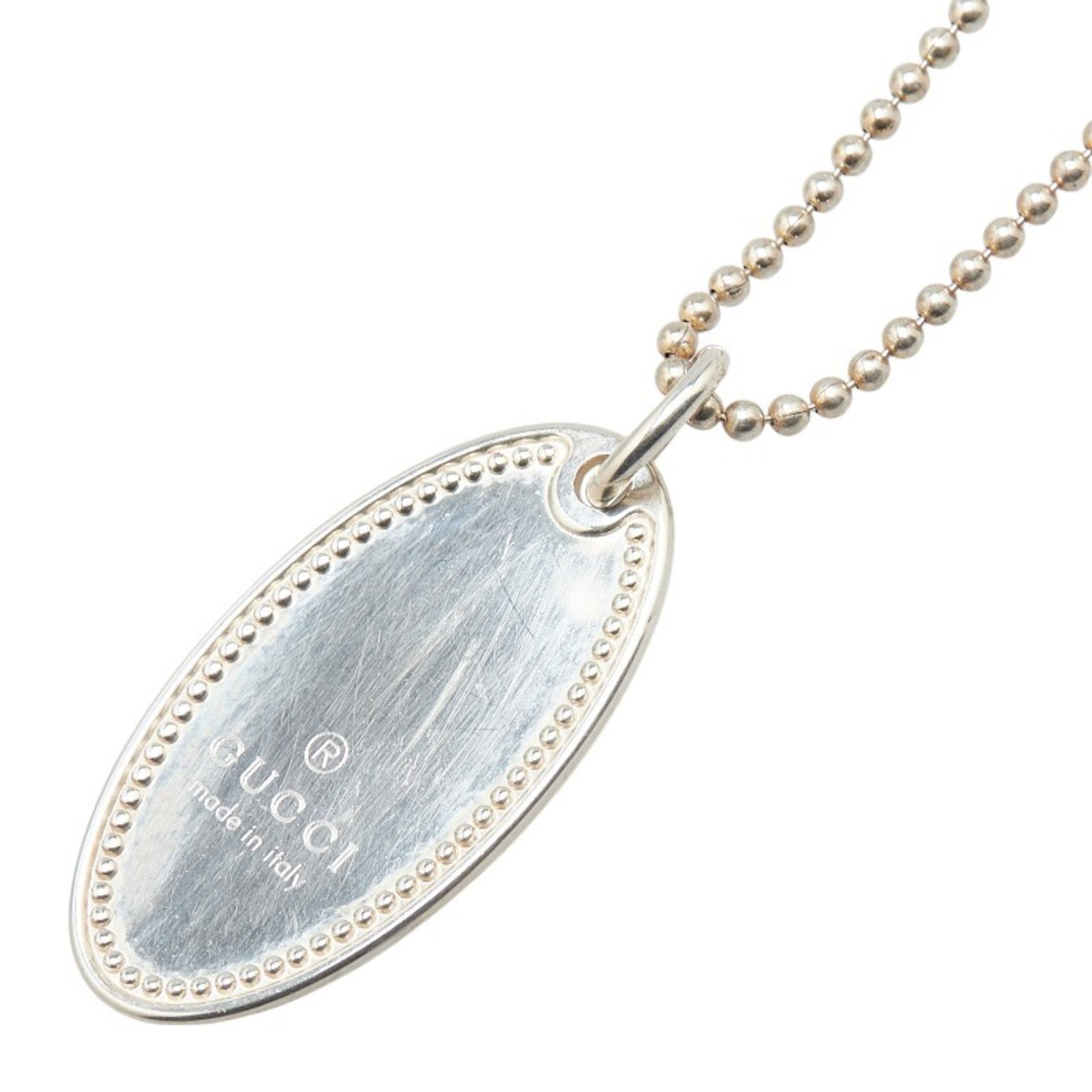 Oval Plate Pendant Necklace Sterling Silver Ball Chain
