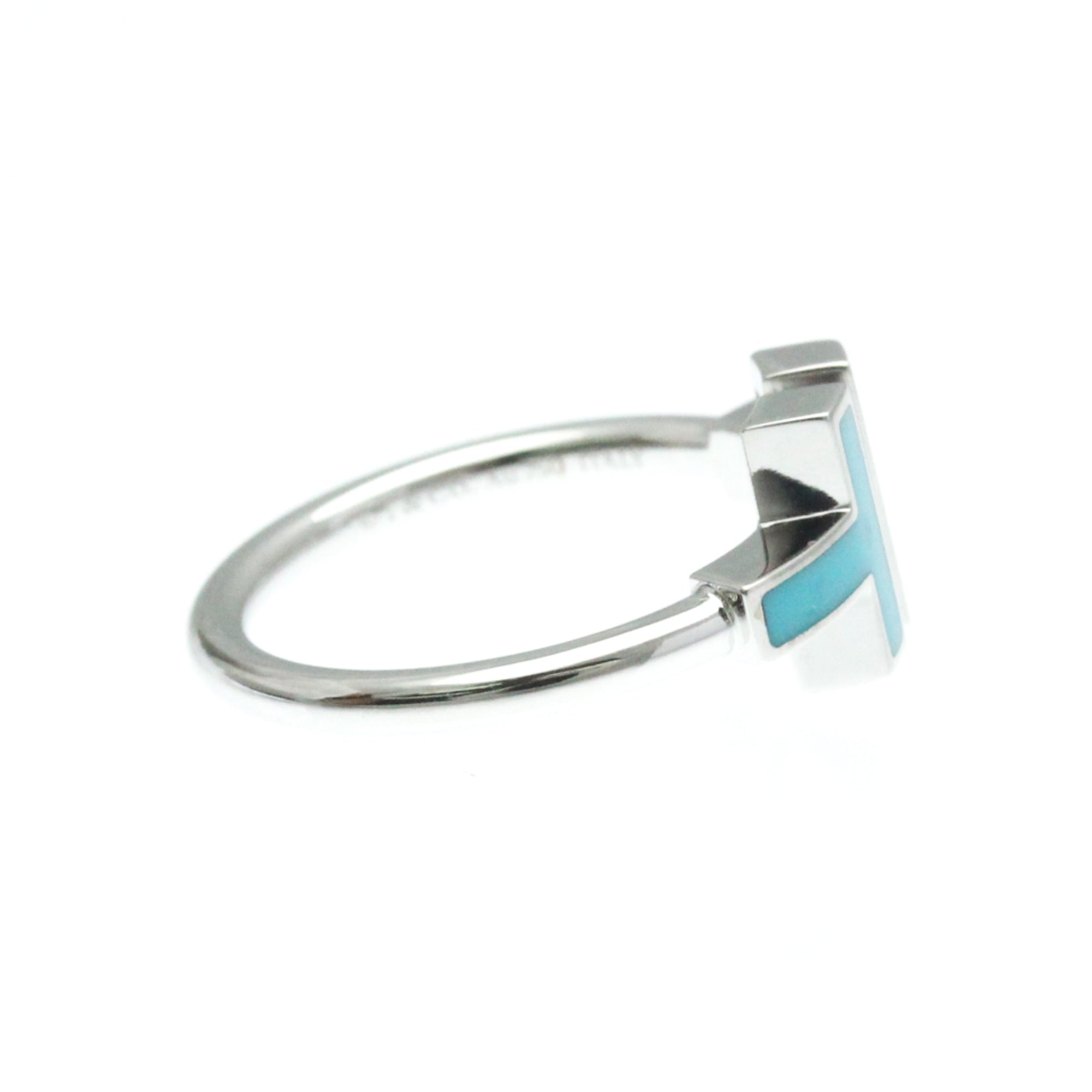 Band Ring 18K White Gold with Diamond and Turquoise
