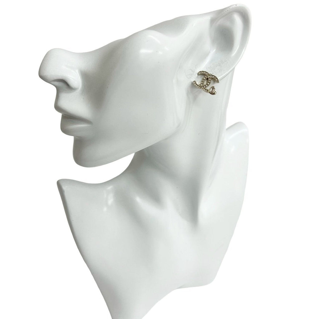 CC Logo Heart Earrings Gold-Tone Metal Gold-Tone Metal