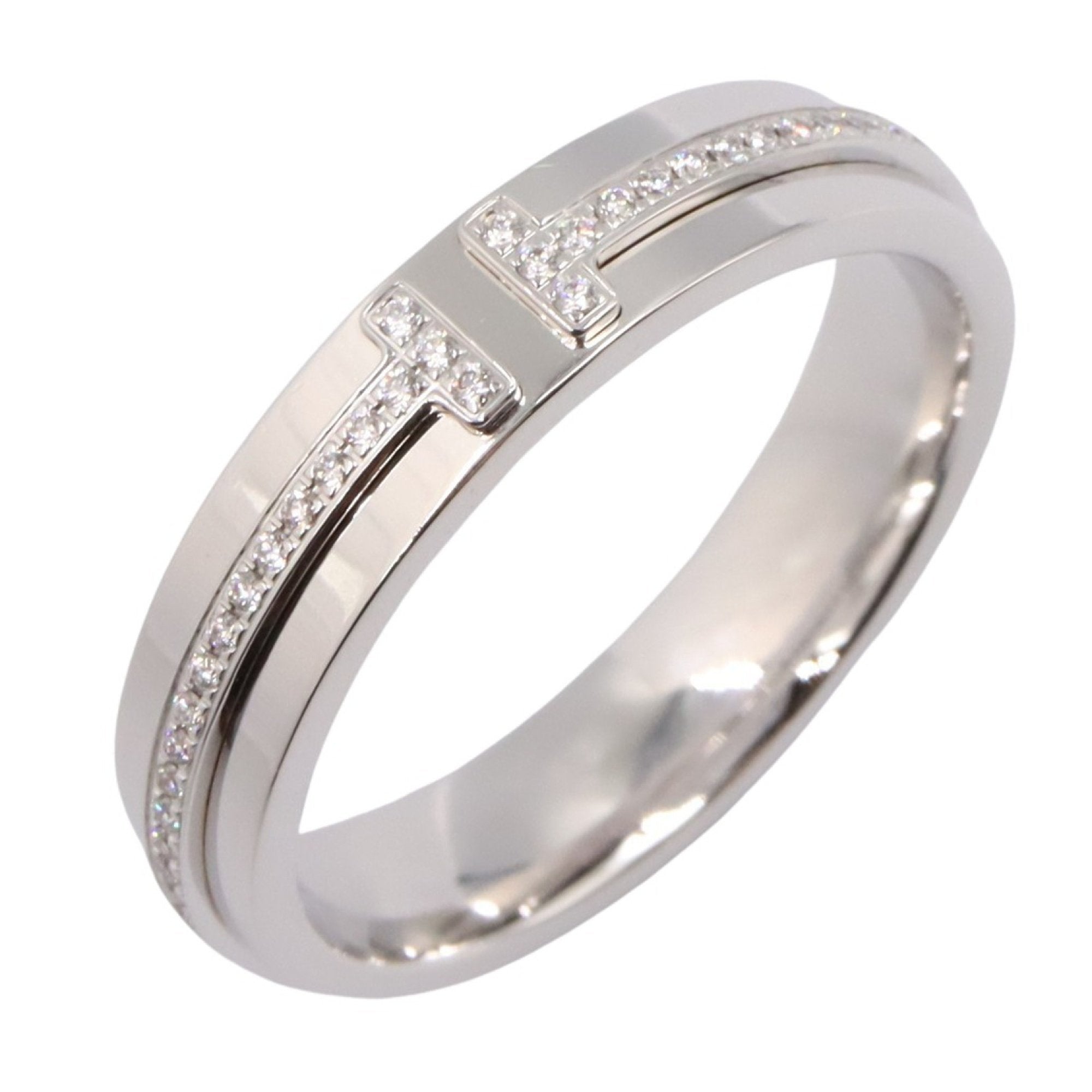 T Two Band Ring 18K White Gold with Diamond