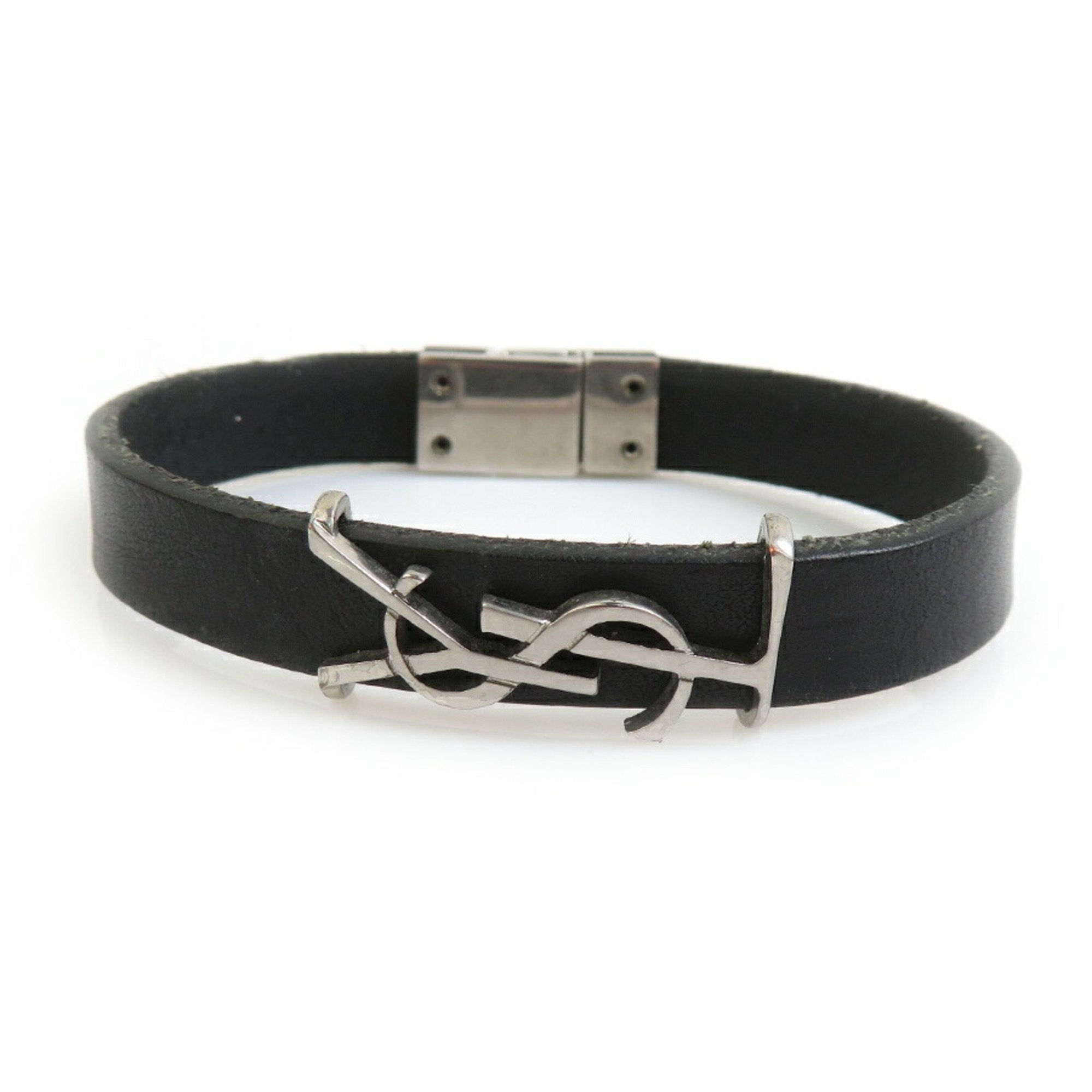 Bracelet Leather and Metal Black