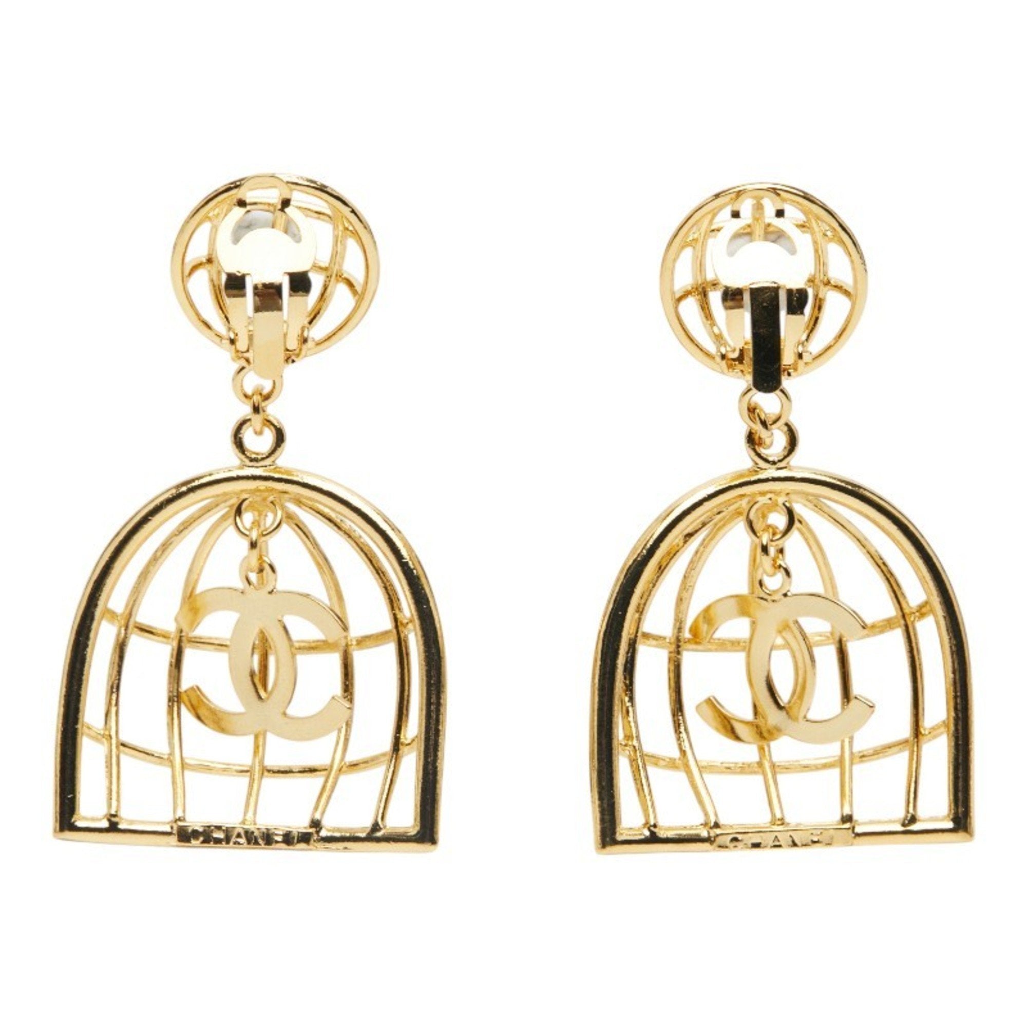 CC Logo Clip-On Earrings Metal Gold-Tone Metal
