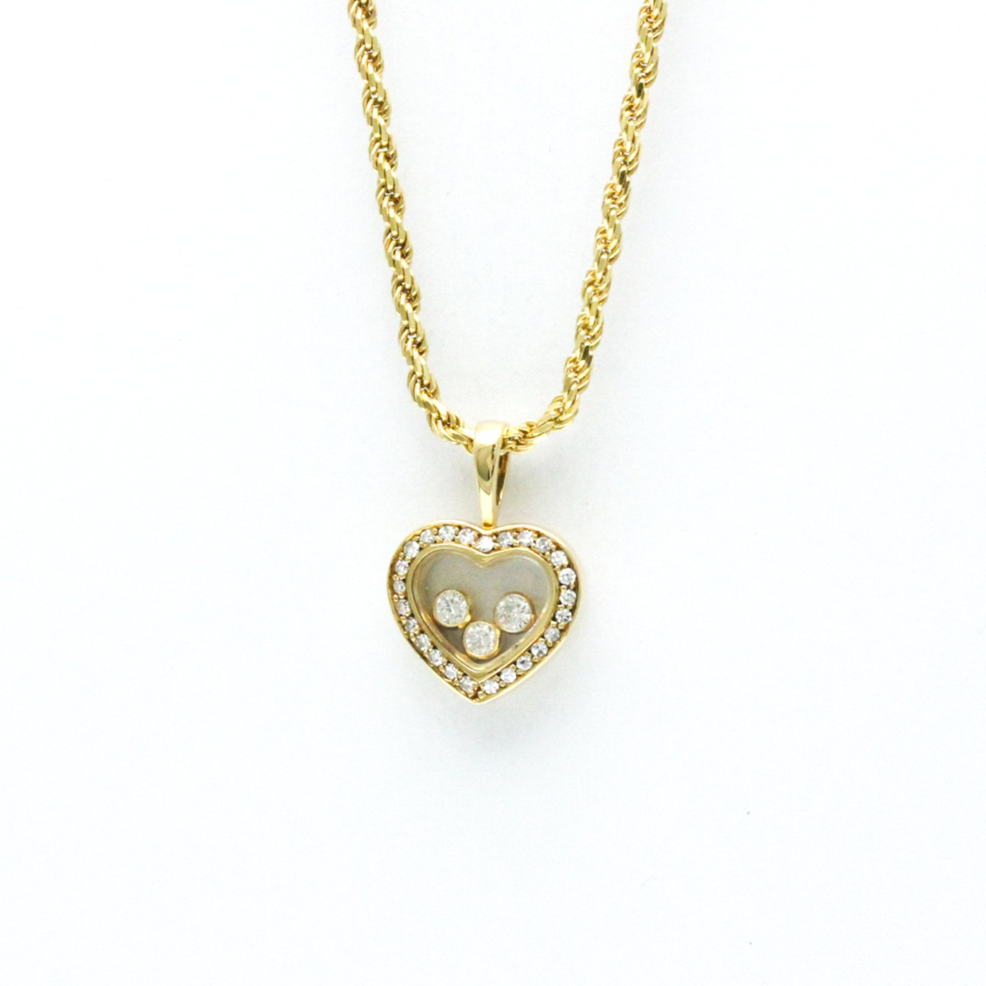 Happy Diamond Heart Pendant Necklace 18K Yellow Gold with Diamond
