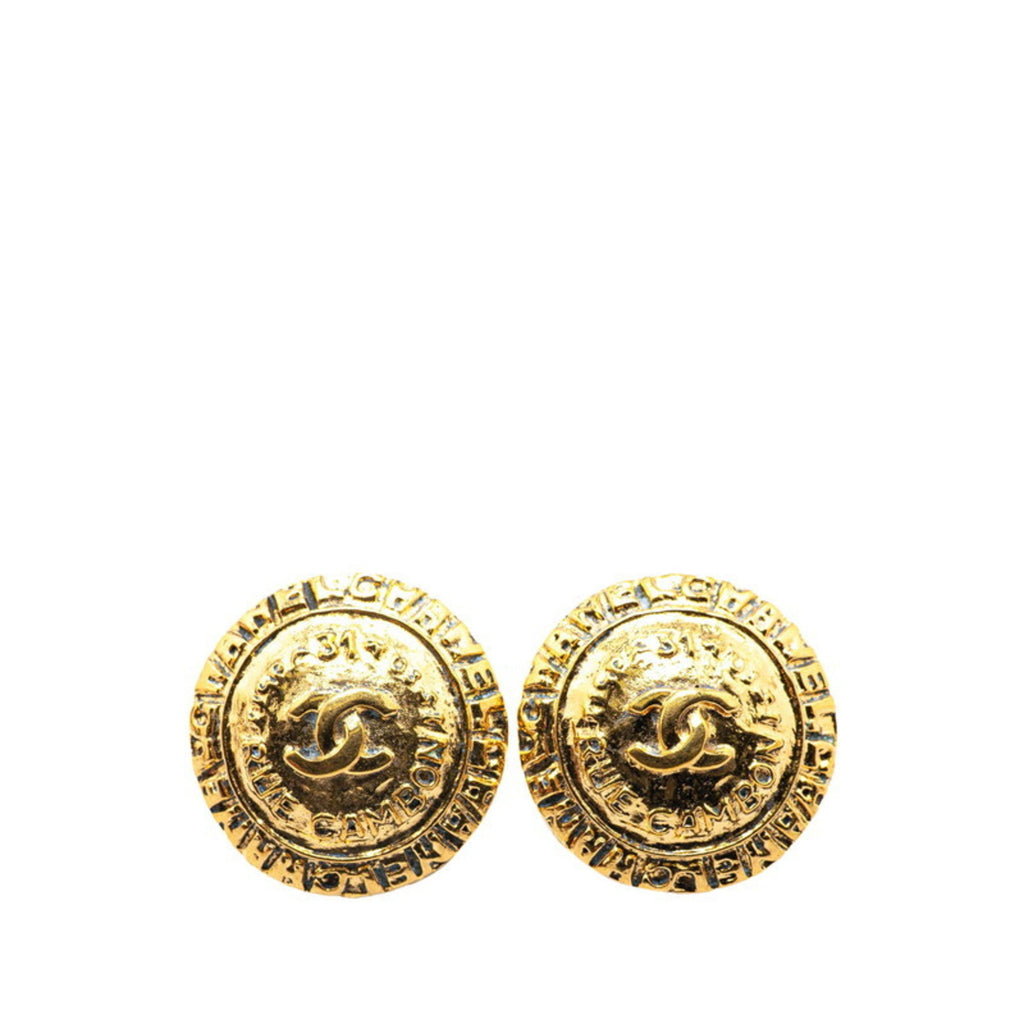 CC Logo Clip-On Earrings Metal Gold-Tone Metal