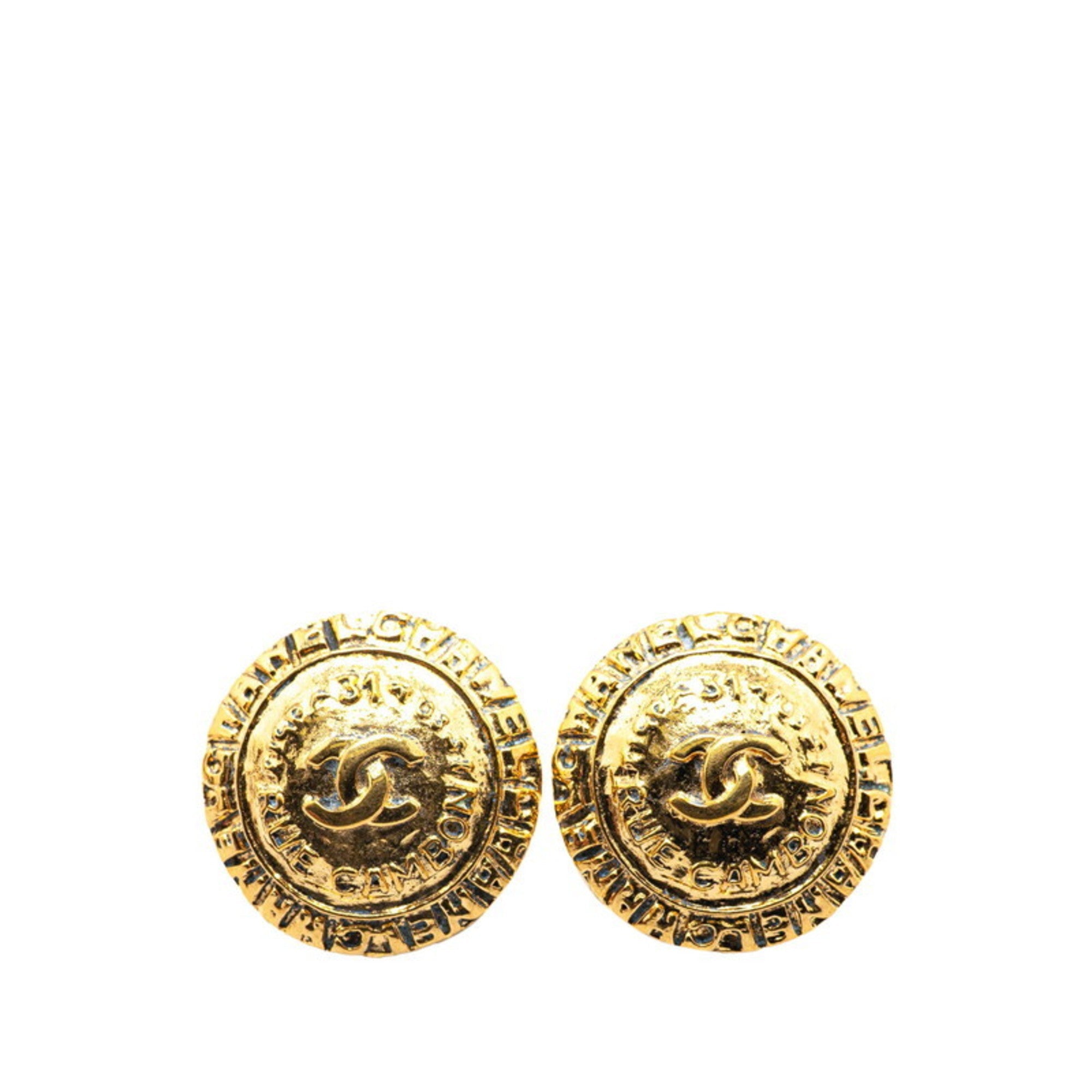 CC Logo Clip-On Earrings Metal Gold-Tone Metal