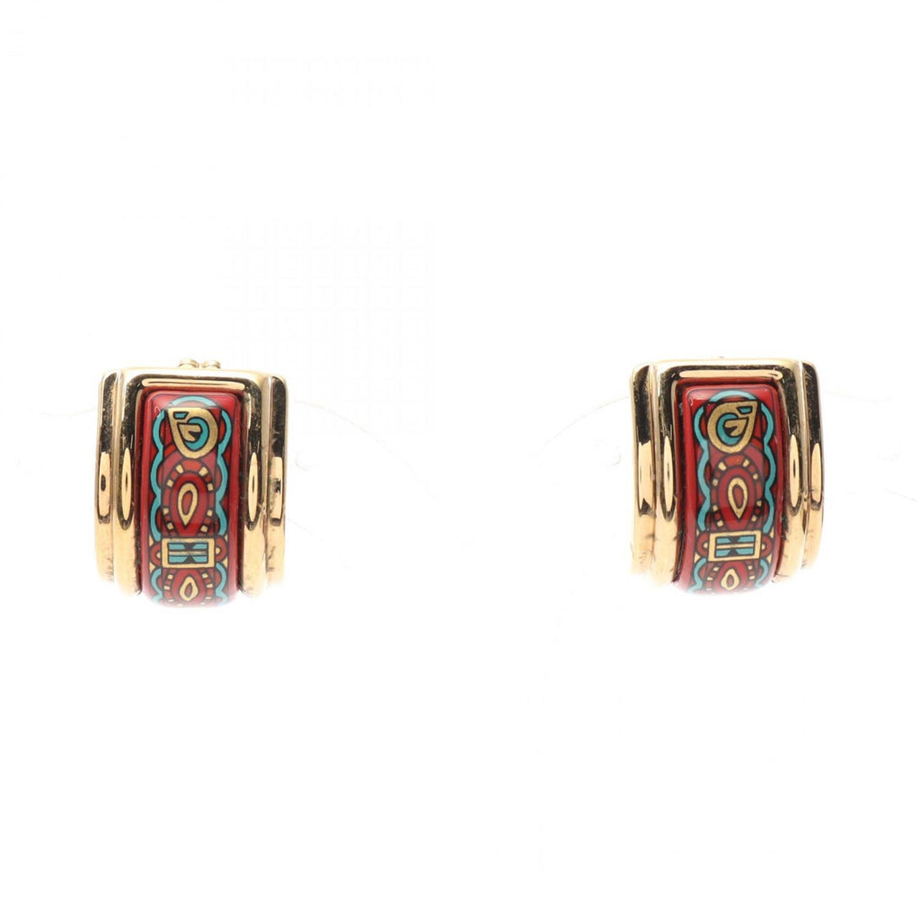 Clip-On Earrings Cloisonné and Enamel and Gold