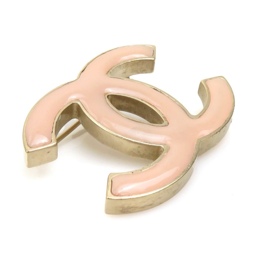 CC Logo Brooch Gold-Tone Metal