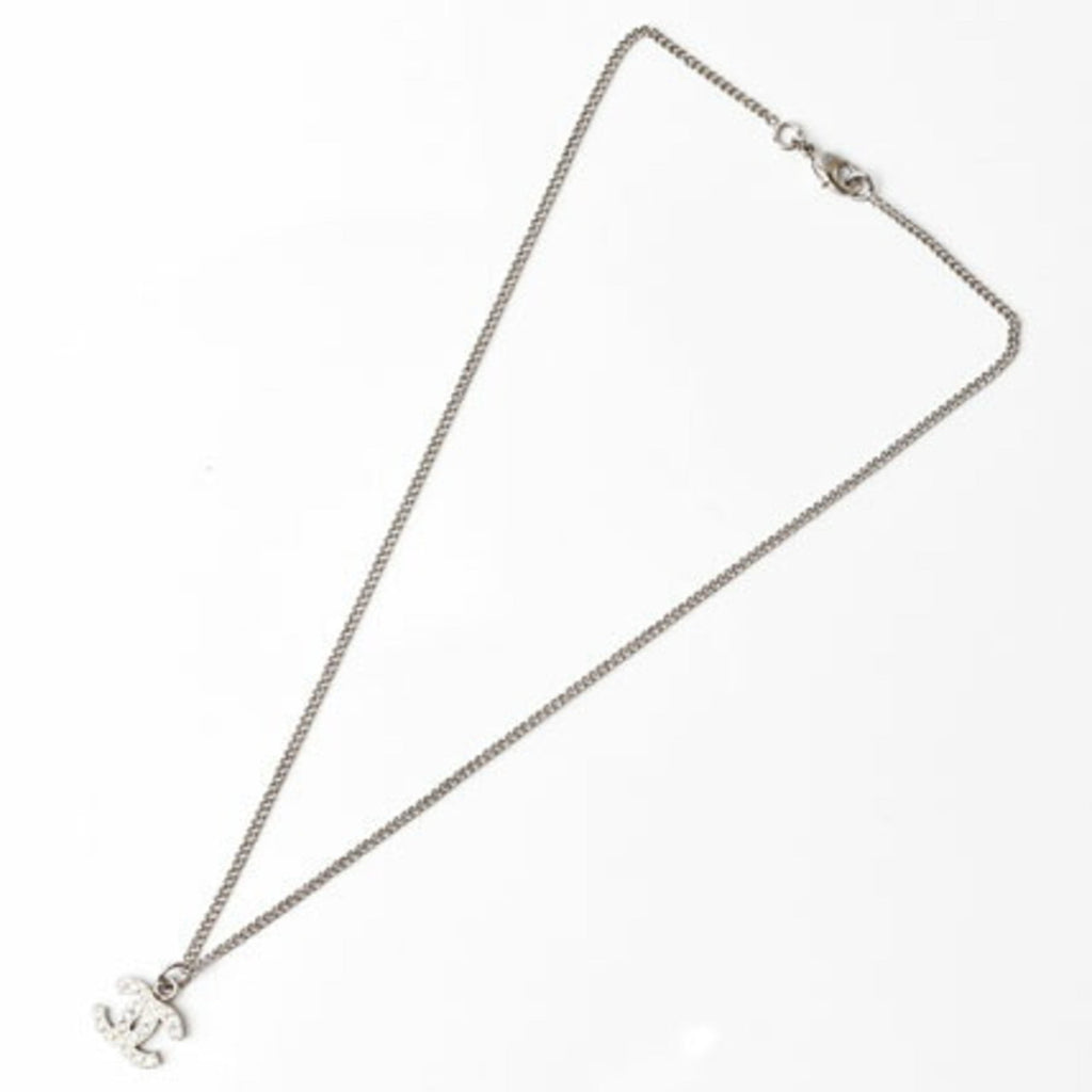CC Logo Pendant Necklace Silver-Tone Metal