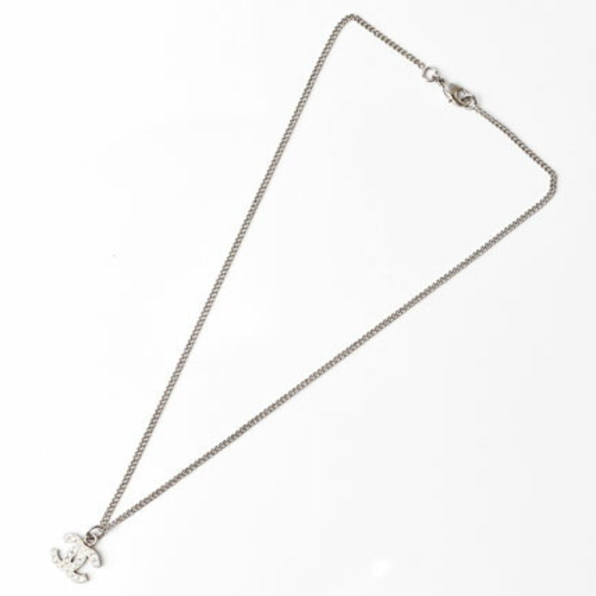 CC Logo Pendant Necklace Silver-Tone Metal