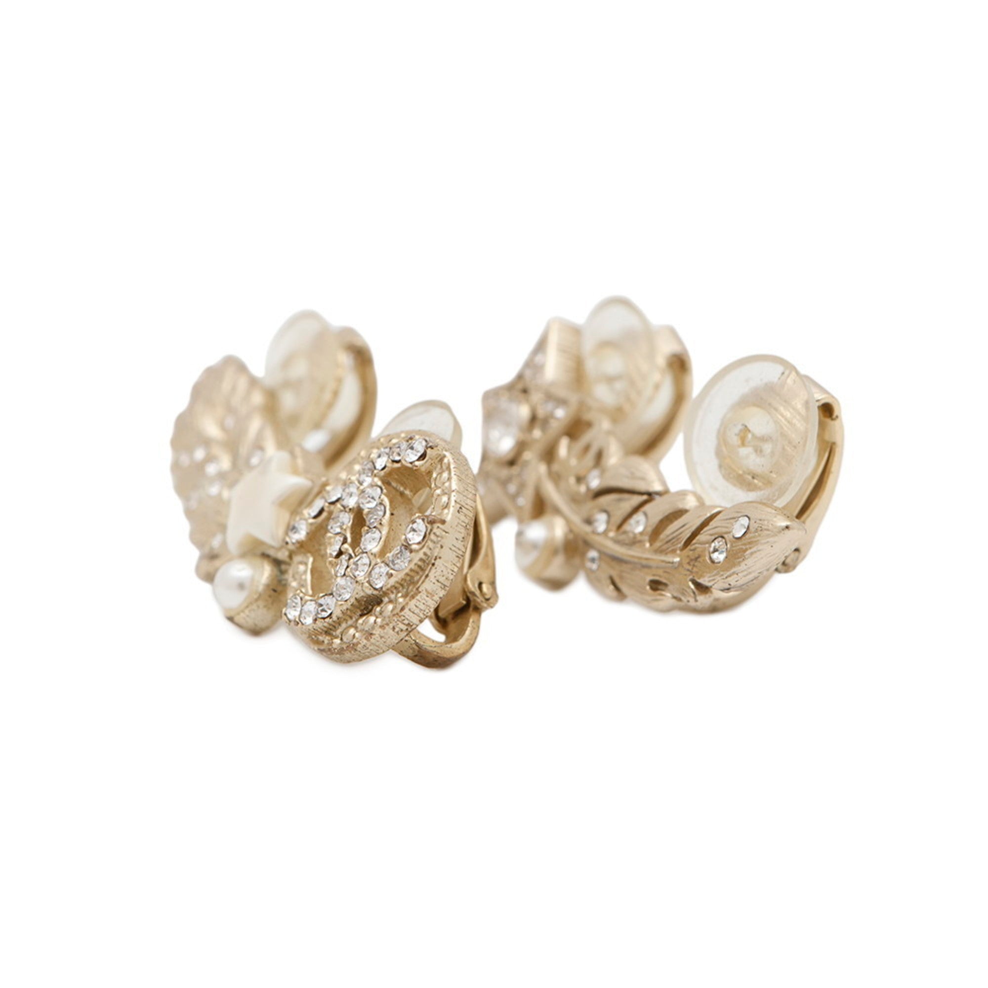 CC Logo Star Clip-On Earrings Metal Gold-Tone Metal
