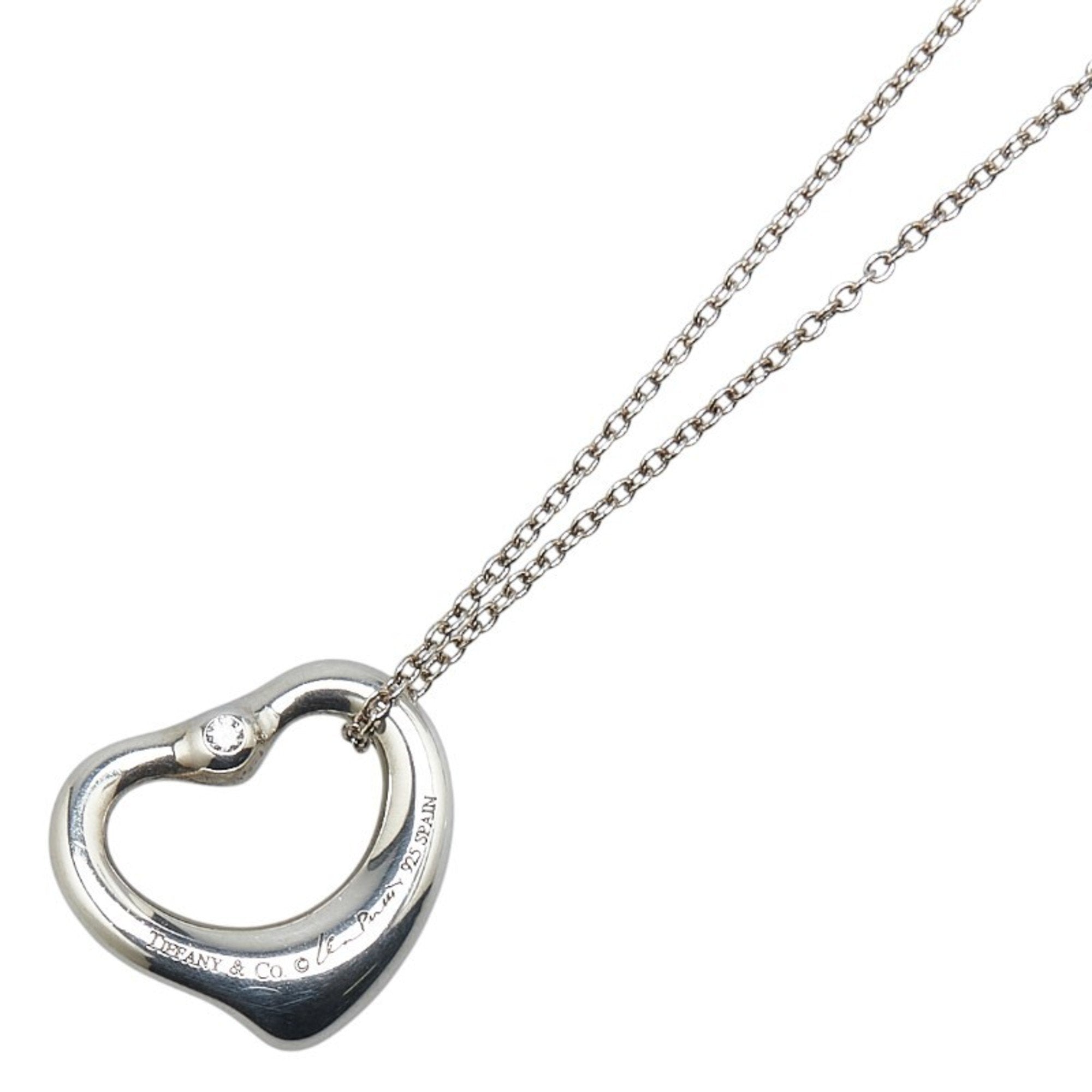 Open Heart Pendant Necklace Sterling Silver 15.3mm