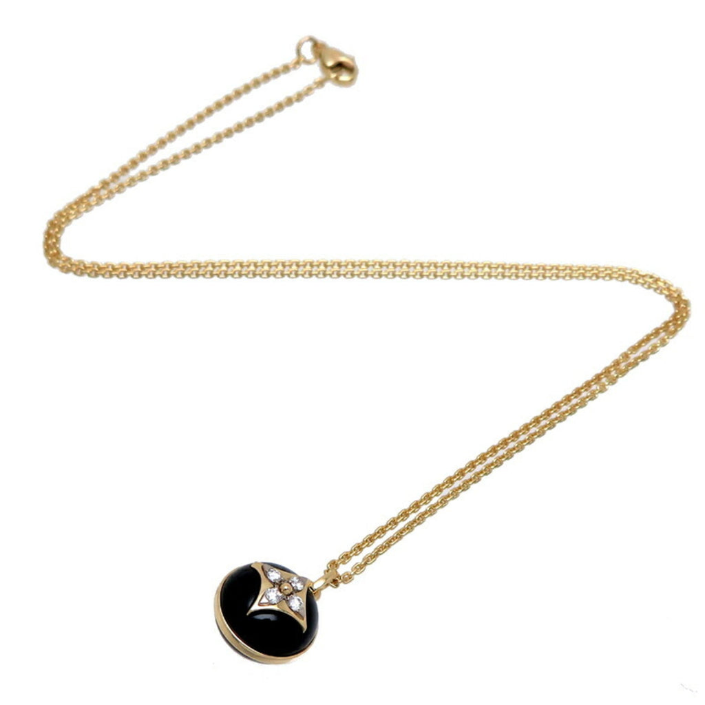 Pendant Necklace Yellow Gold Diamond and Onyx