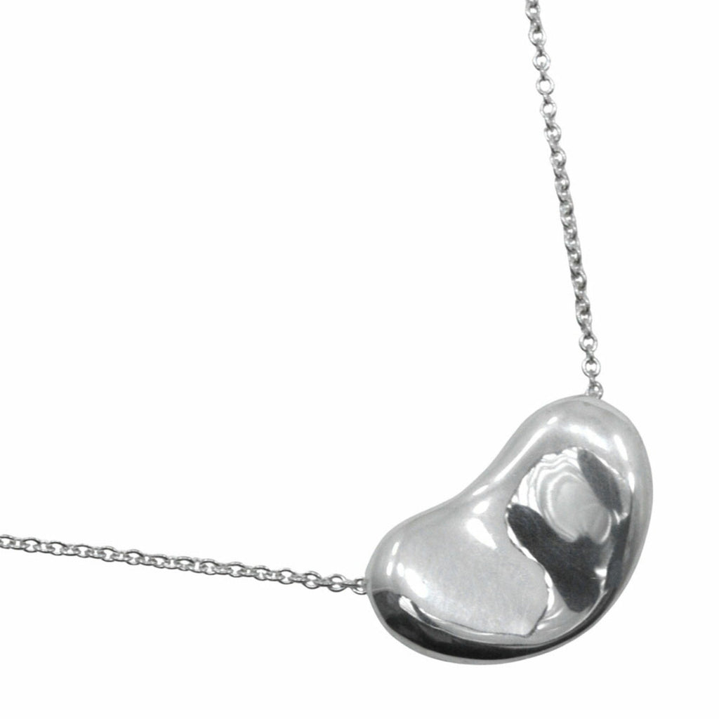 Bean Pendant Necklace Sterling Silver 12mm