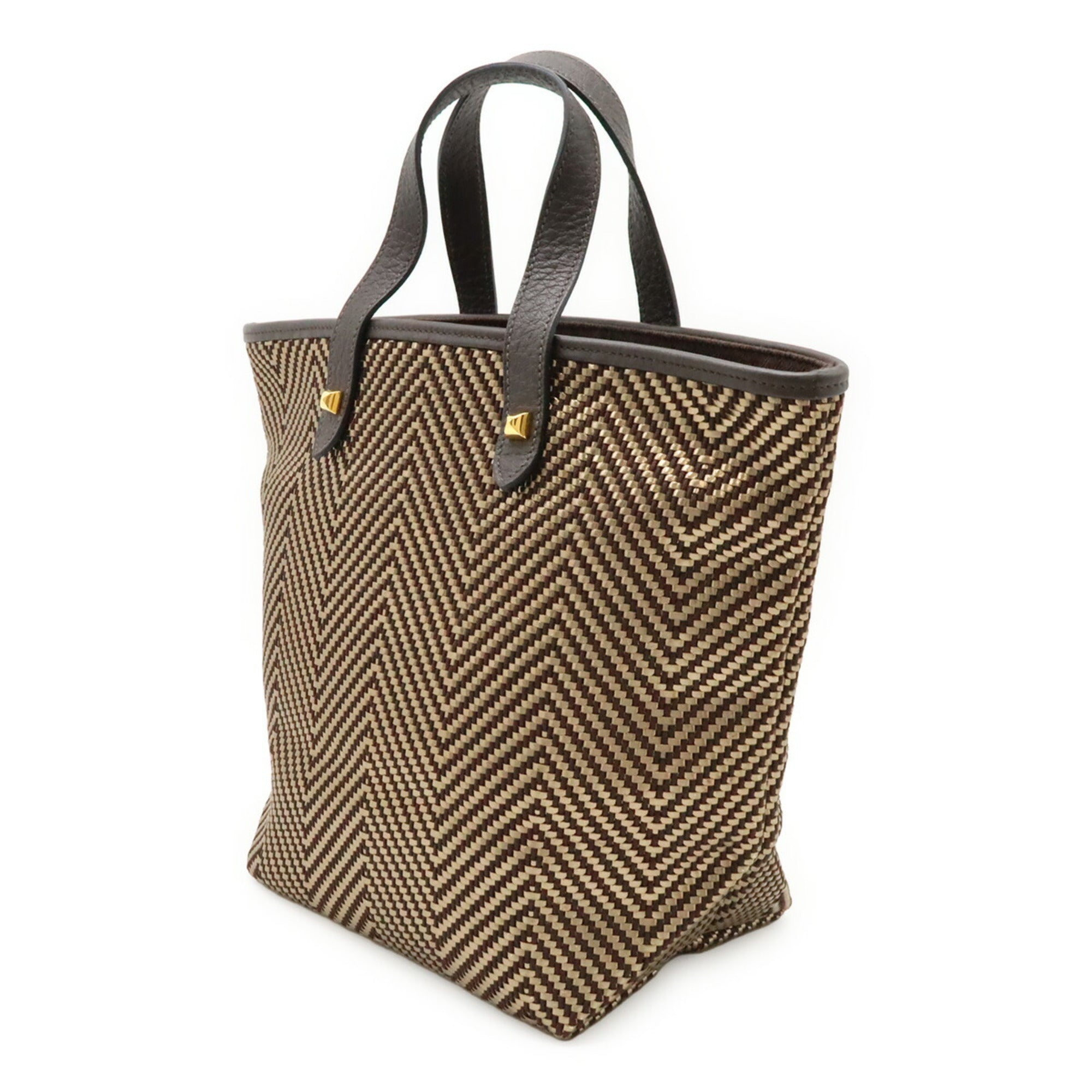 Chennai Tote Woven Leather and Canvas MM