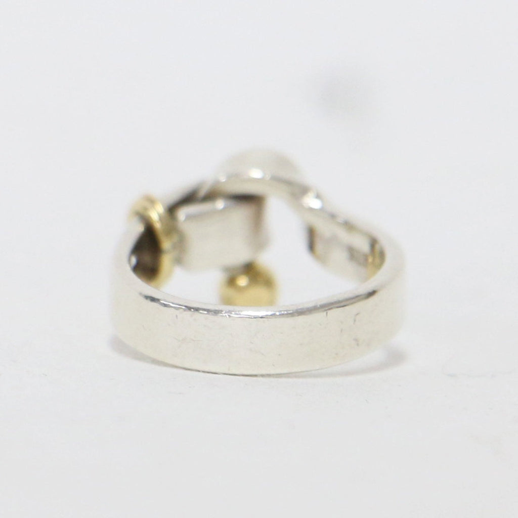 Hook Eye Ring 18K Yellow Gold and Sterling Silver