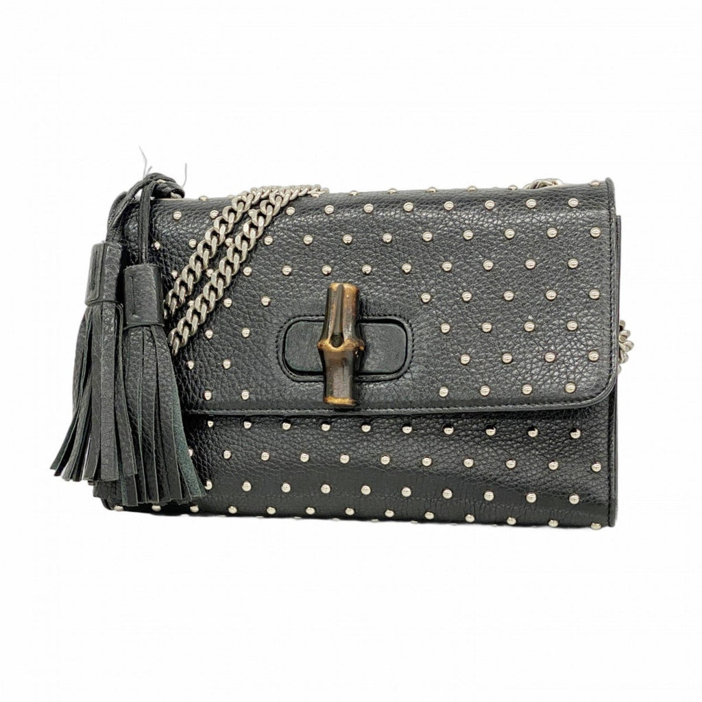 Miss Bamboo Shoulder Bag Studded Leather Medium