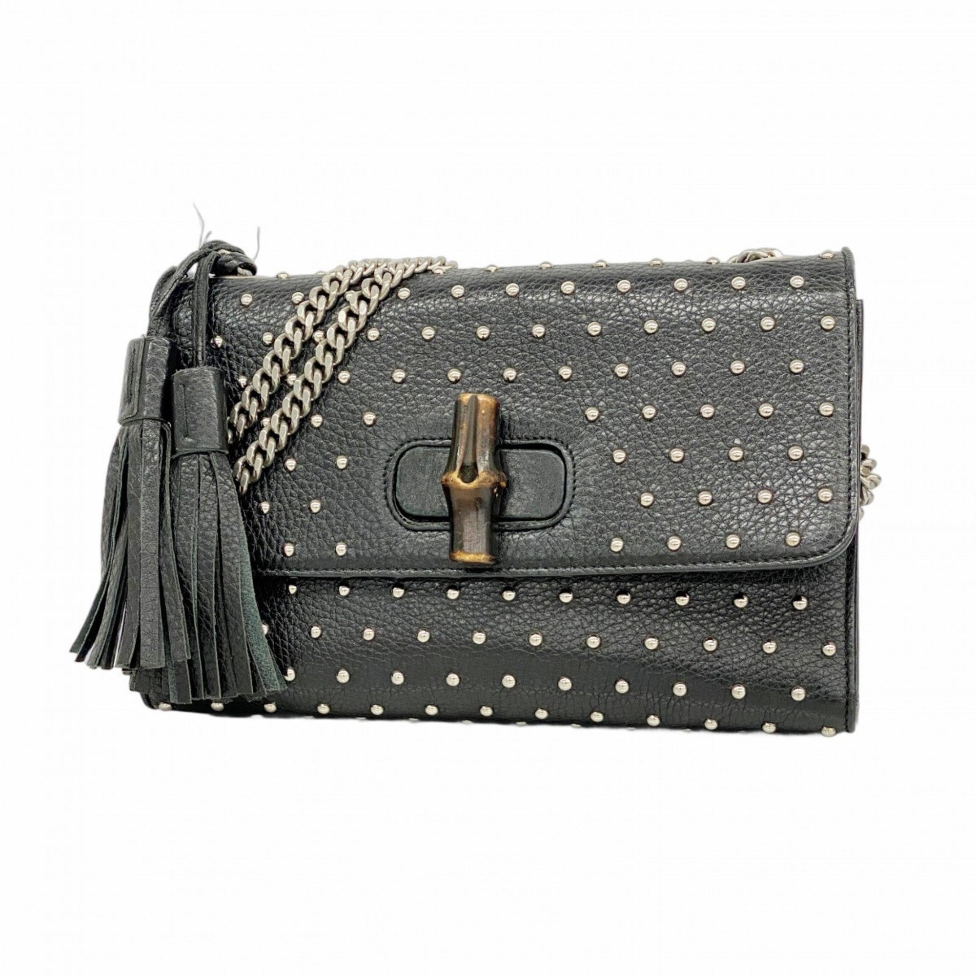 Miss Bamboo Shoulder Bag Studded Leather Medium
