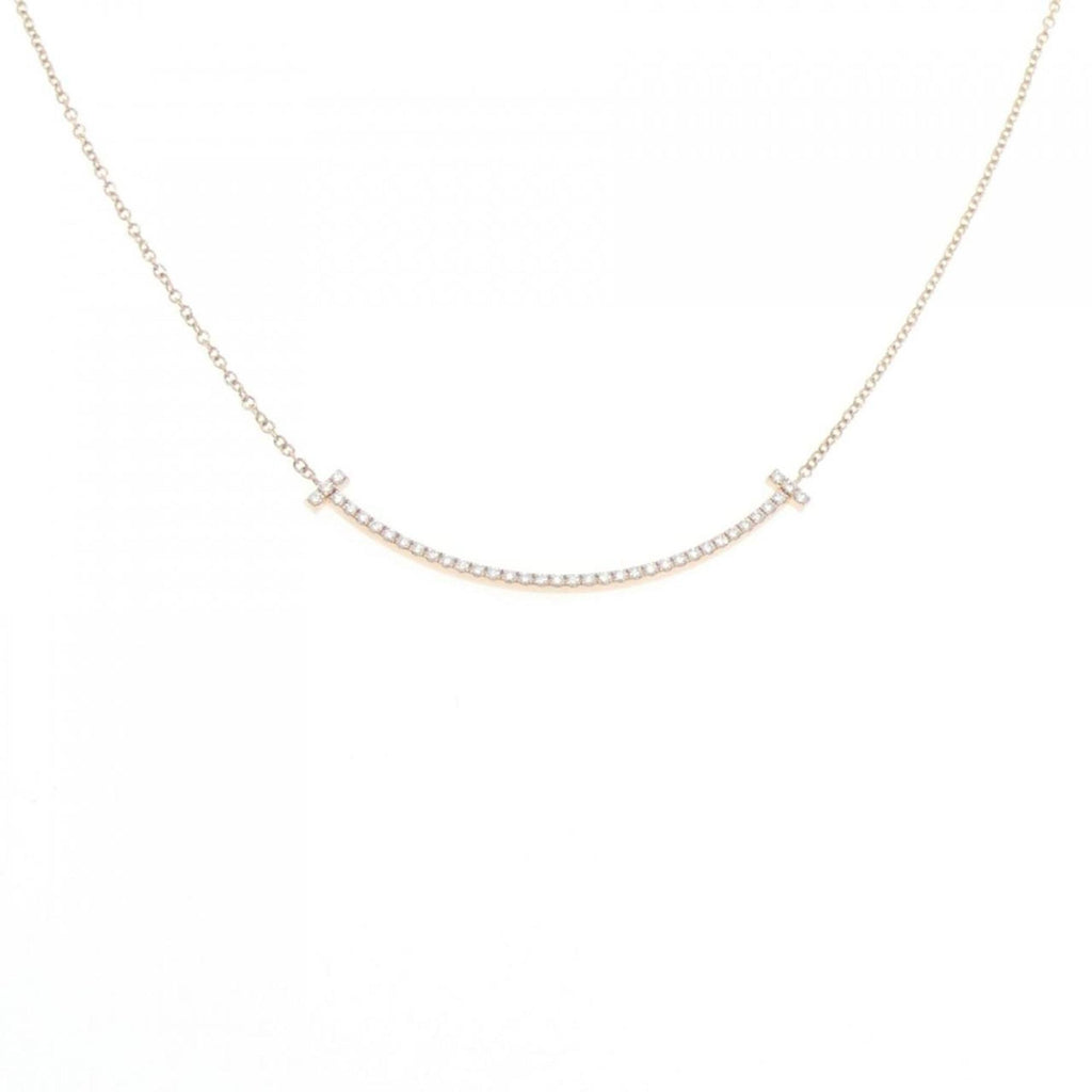 T Smile Pendant Necklace 18K Rose Gold with Diamonds
