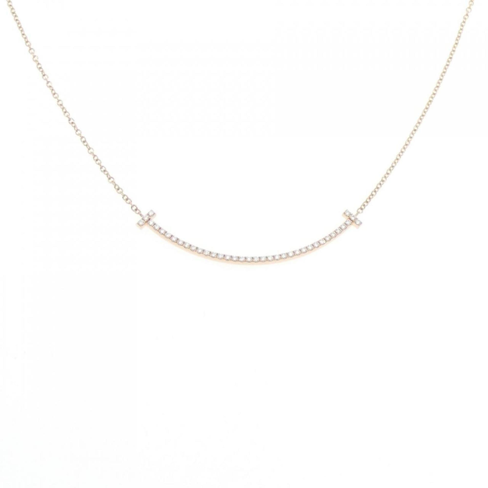 T Smile Pendant Necklace 18K Rose Gold with Diamonds