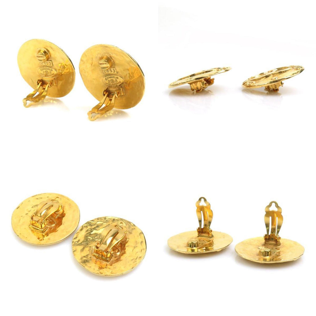 CC Logo Clip-On Earrings Gold-Tone Metal Gold-Tone Metal