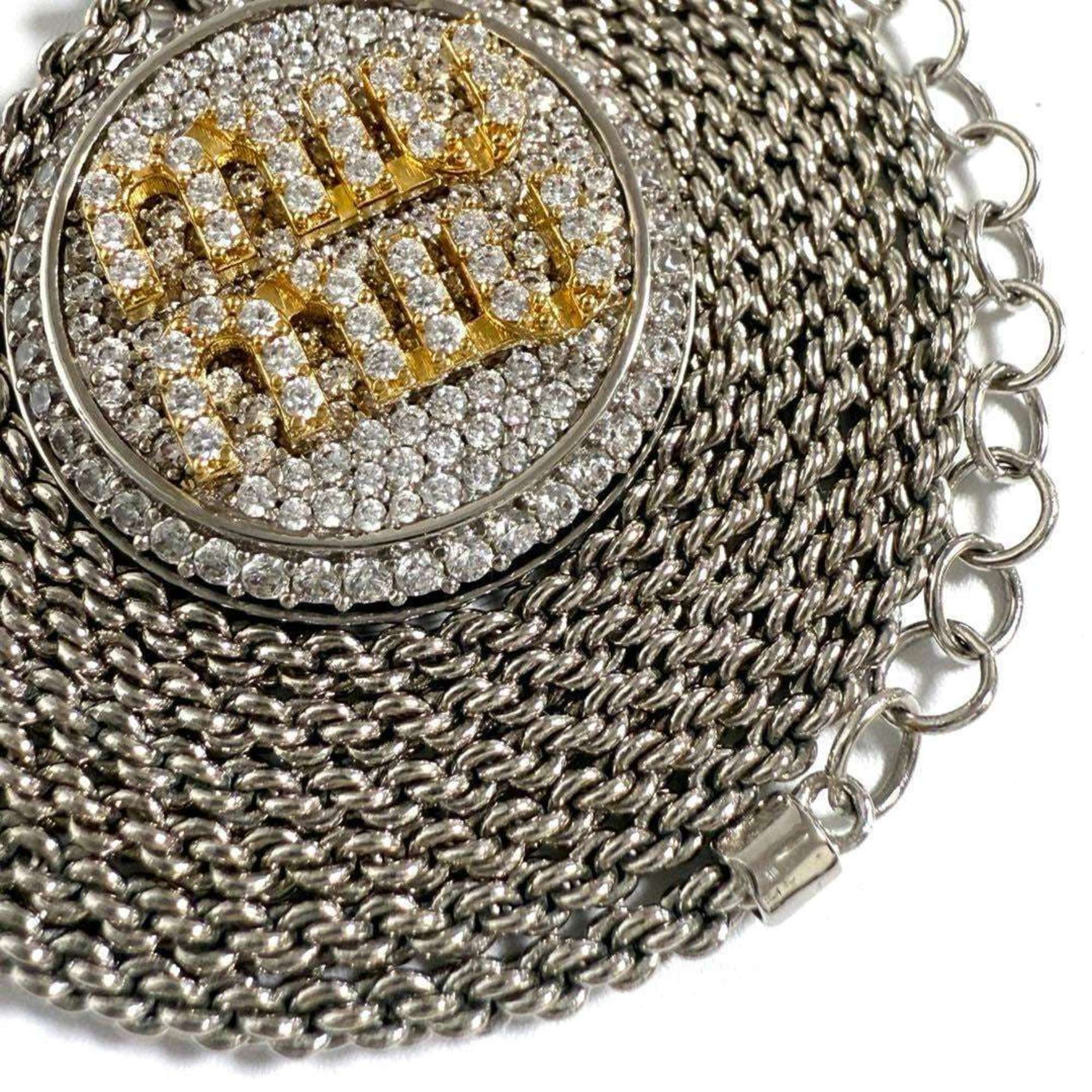 Pendant Necklace Metal and Rhinestone