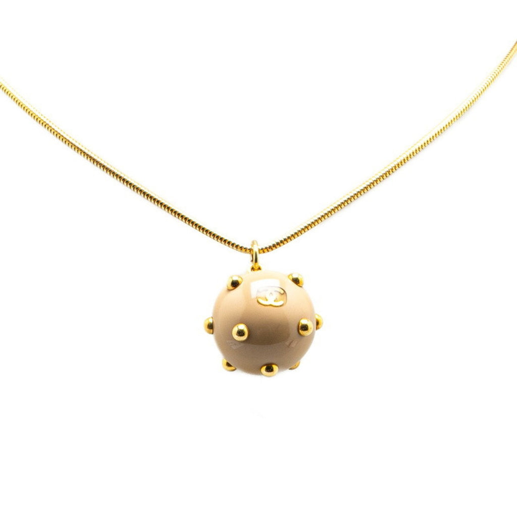 CC Logo Ball Pendant Necklace Gold-Tone Metal