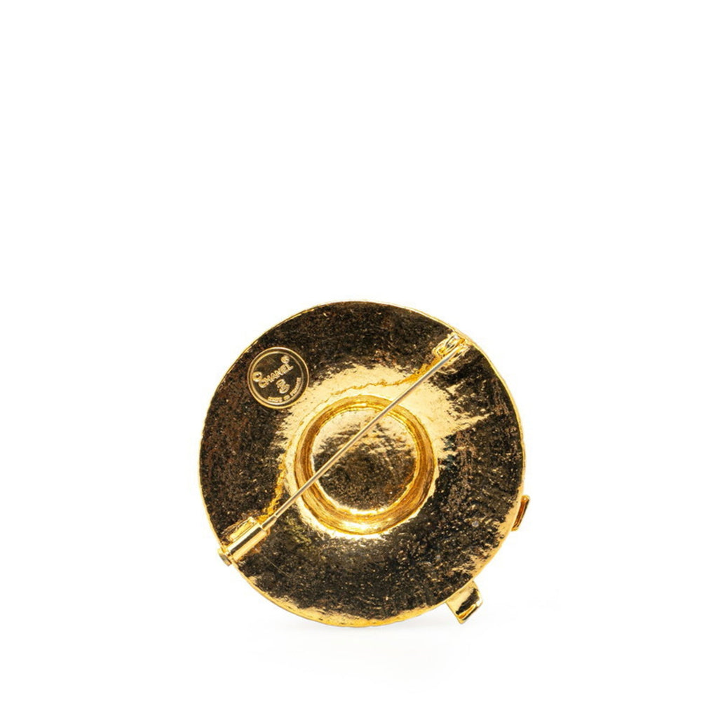 Straw Hat Ribbon Motif Brooch Gold Plated