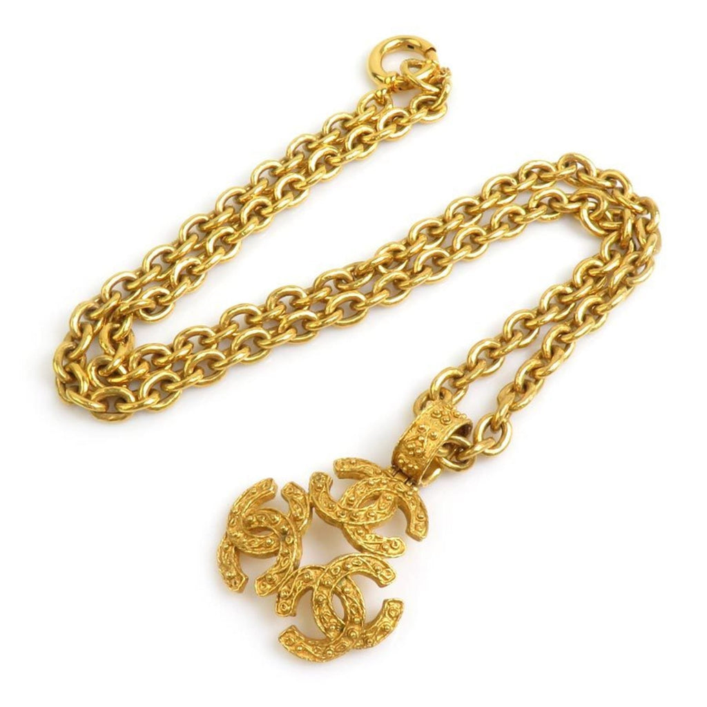 CC Logo Pendant Necklace Gold-Tone Metal