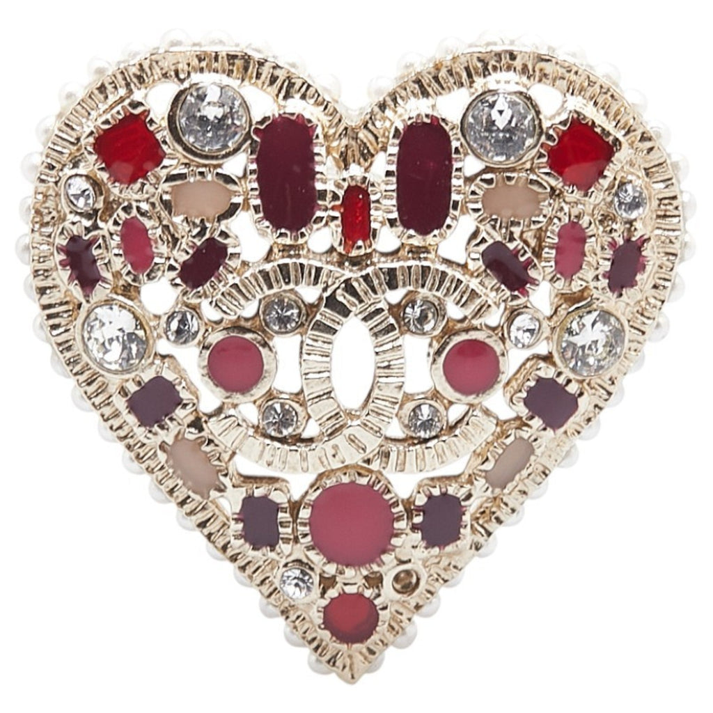 CC Logo Heart Brooch Metal