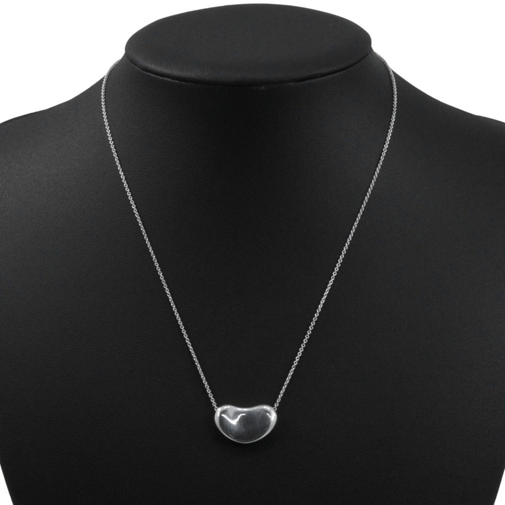 Bean Pendant Necklace Sterling Silver 12mm