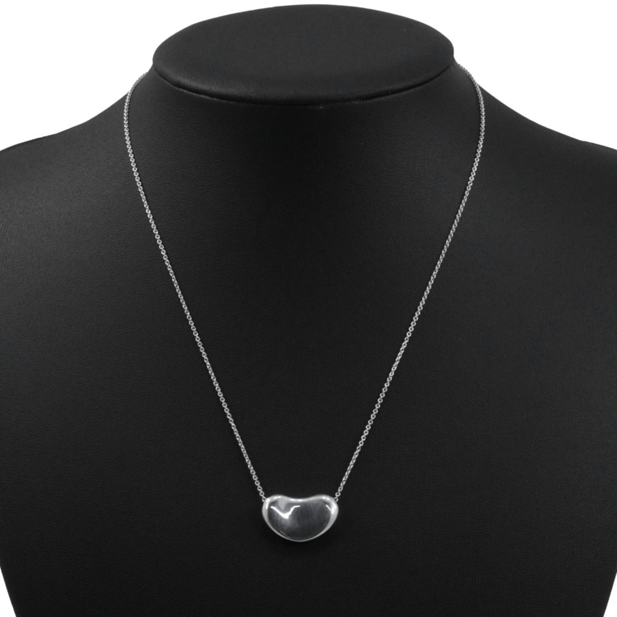 Bean Pendant Necklace Sterling Silver 12mm