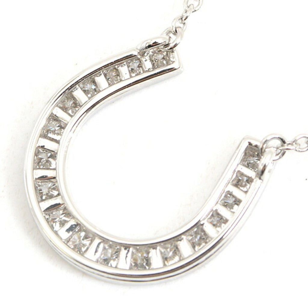 Horseshoe Pendant Necklace Platinum with Diamond