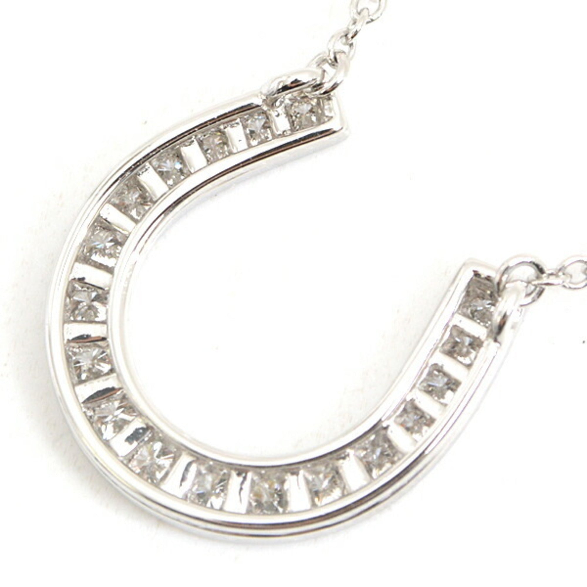 Horseshoe Pendant Necklace Platinum with Diamond