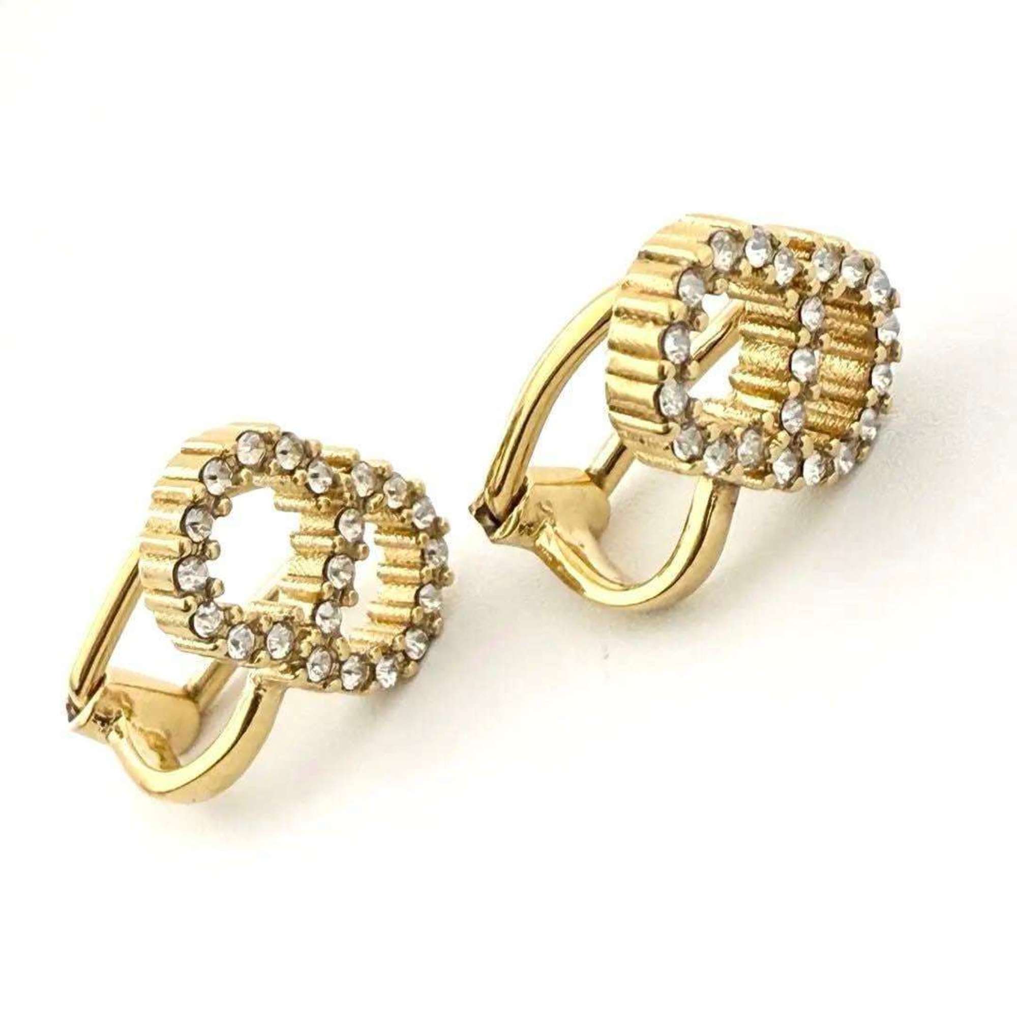Clip-On Earrings Metal and Rhinestone
