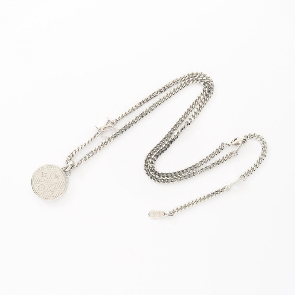 Damier Staple Pendant Necklace Stainless Steel