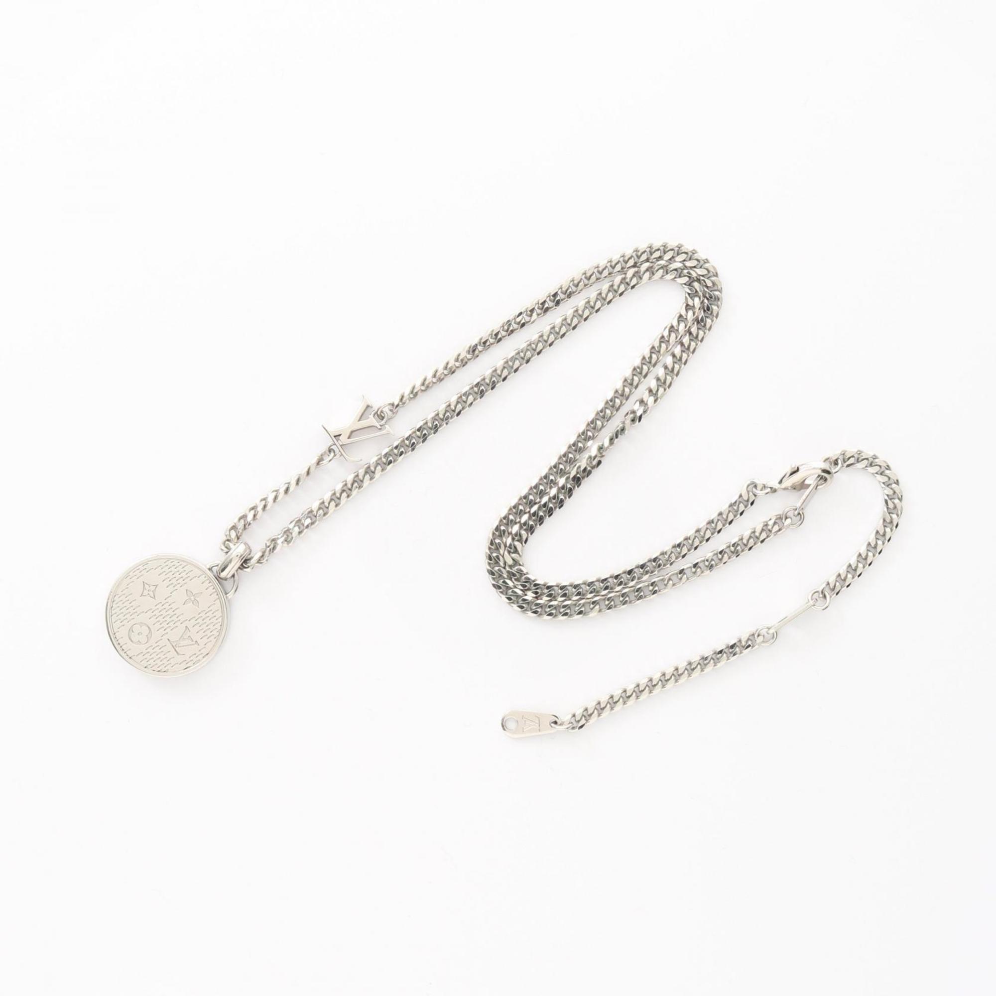 Damier Staple Pendant Necklace Stainless Steel