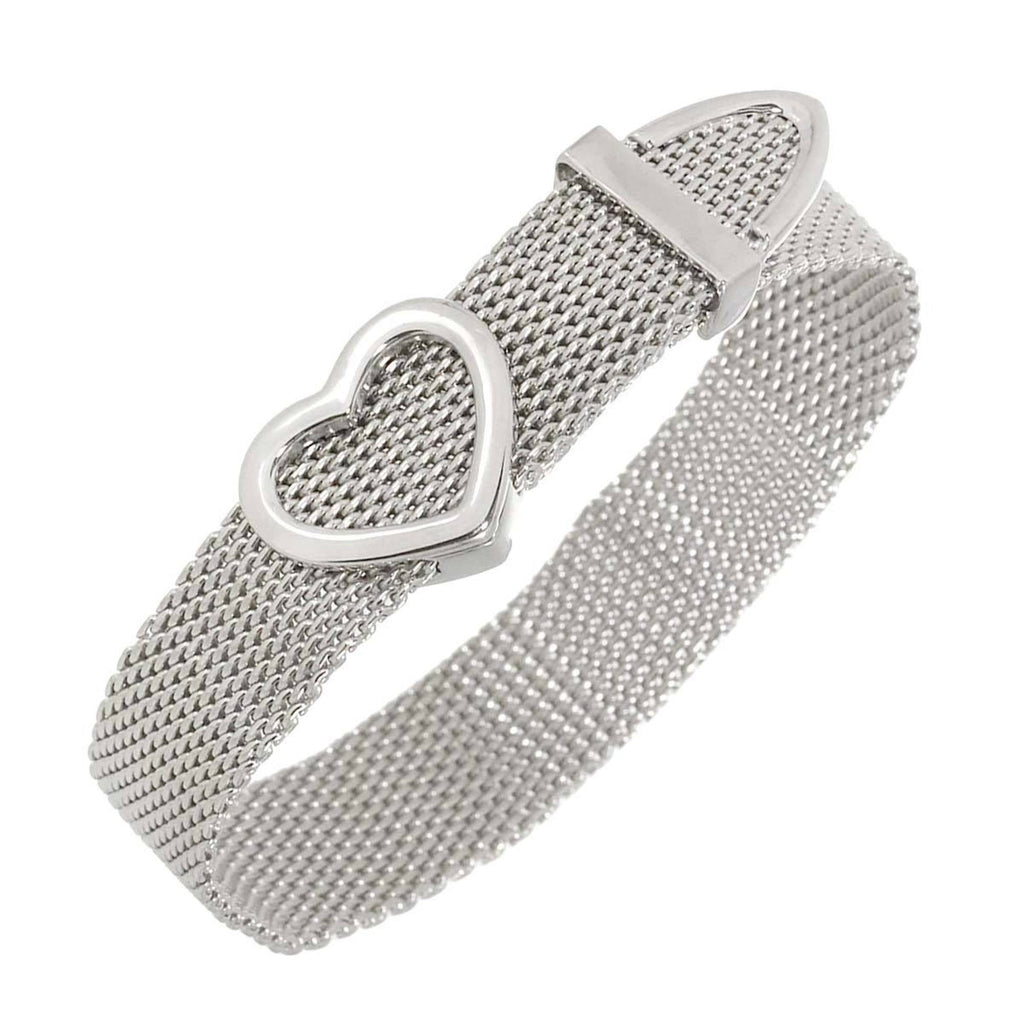 Somerset Heart Mesh Bracelet Sterling Silver 17cm