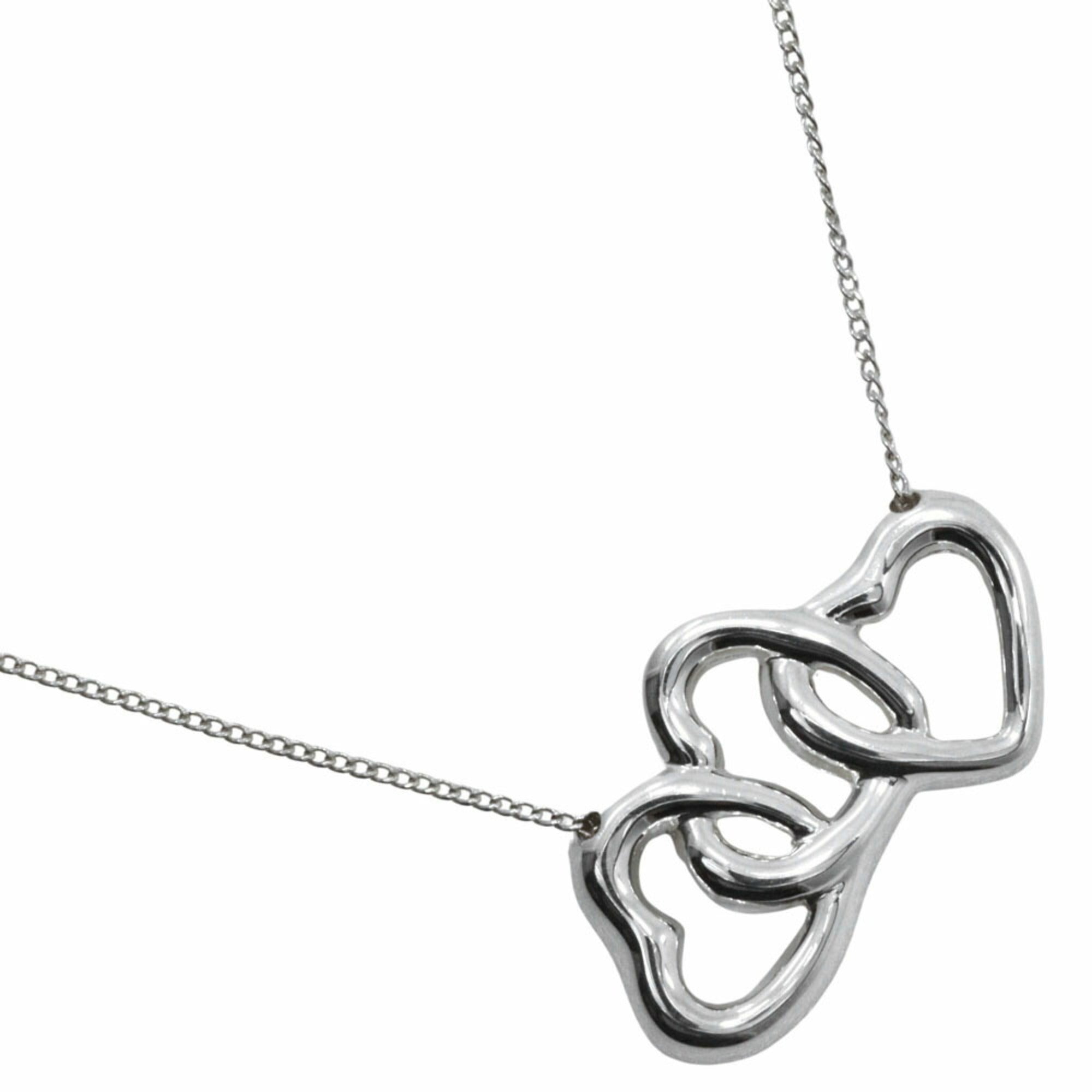 Triple Heart Pendant Necklace Sterling Silver