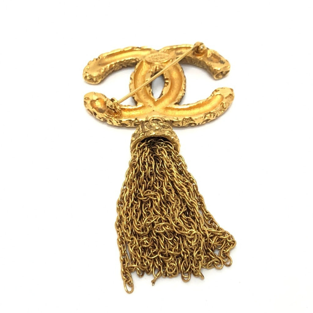 CC Logo Brooch Gold-Tone Metal