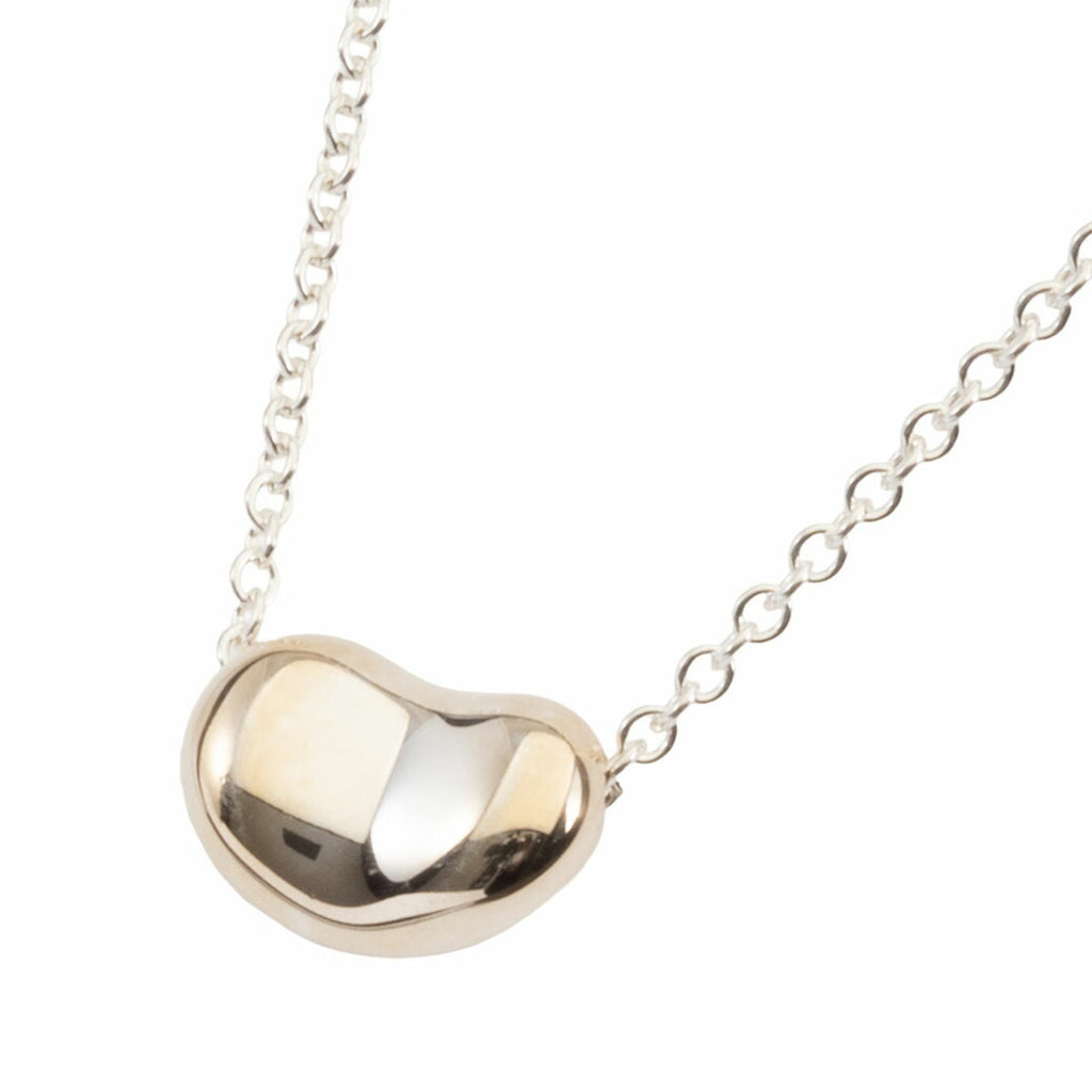 Bean Pendant Necklace Sterling Silver 6mm