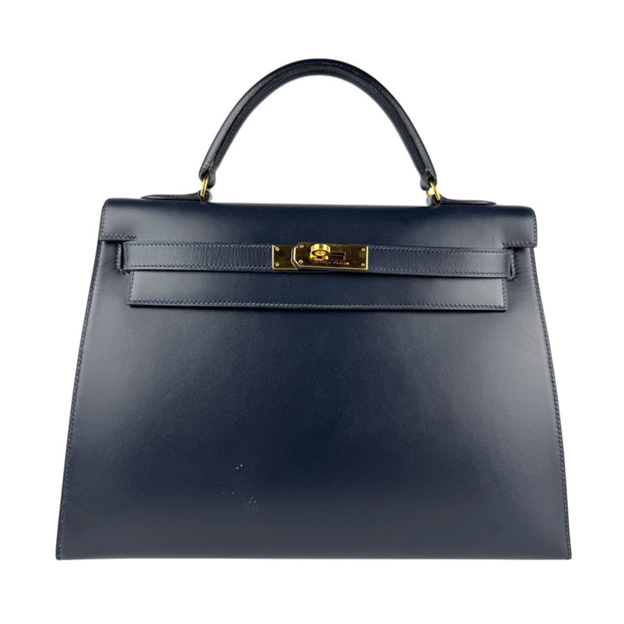 Kelly Handbag Black Box Calf with Gold Hardware 32