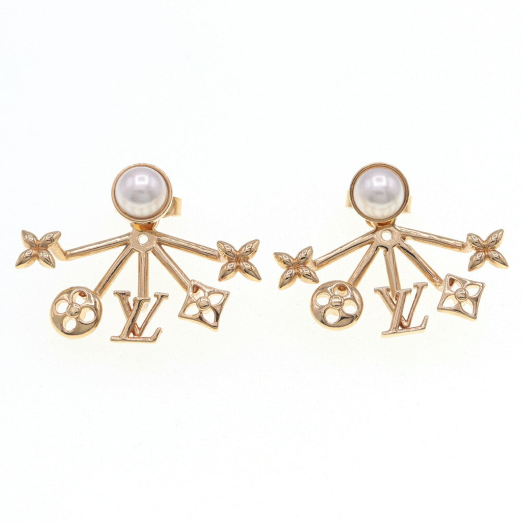Pearl Earrings Gold Metal and Artificial Pearl