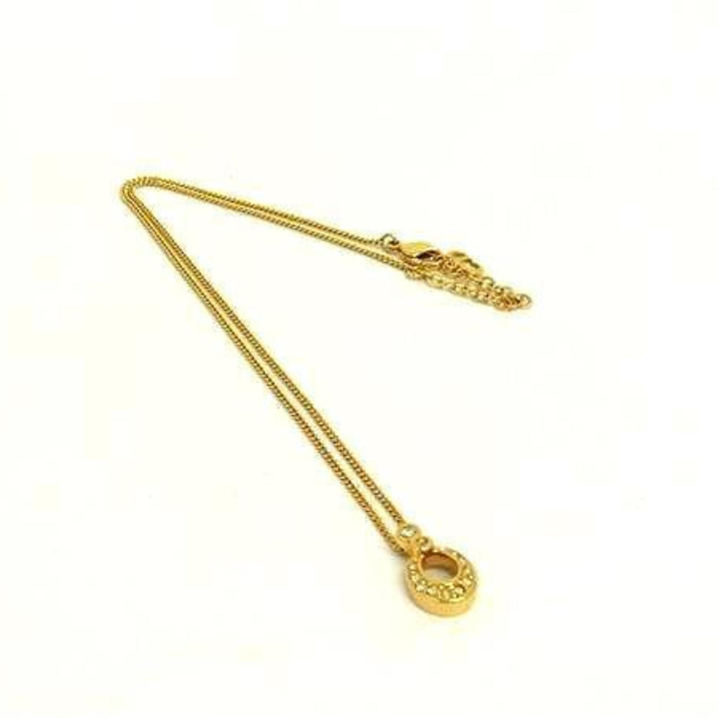Pendant Necklace Metal Gold and Rhinestone