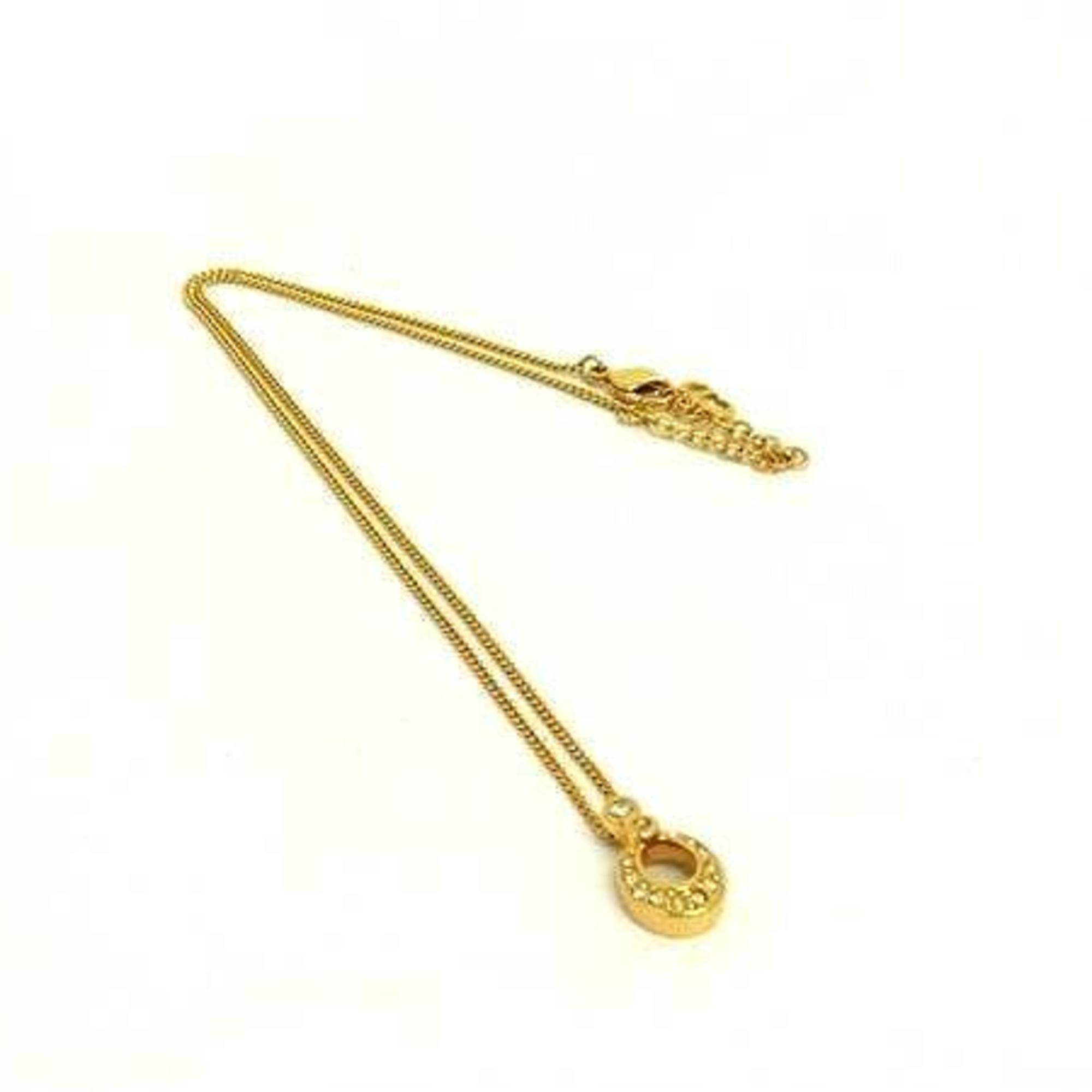 Pendant Necklace Metal Gold and Rhinestone