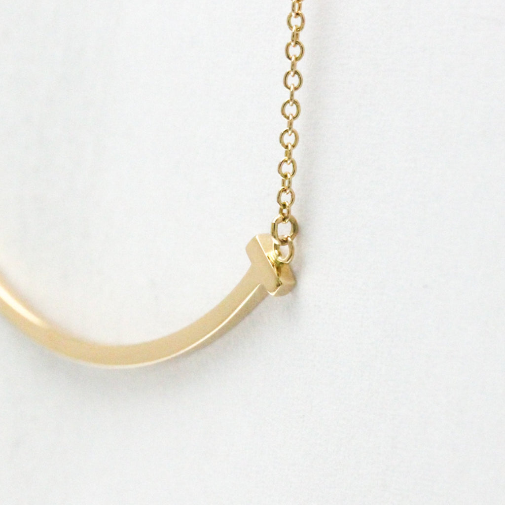 T Smile Pendant Necklace 18K Rose Gold