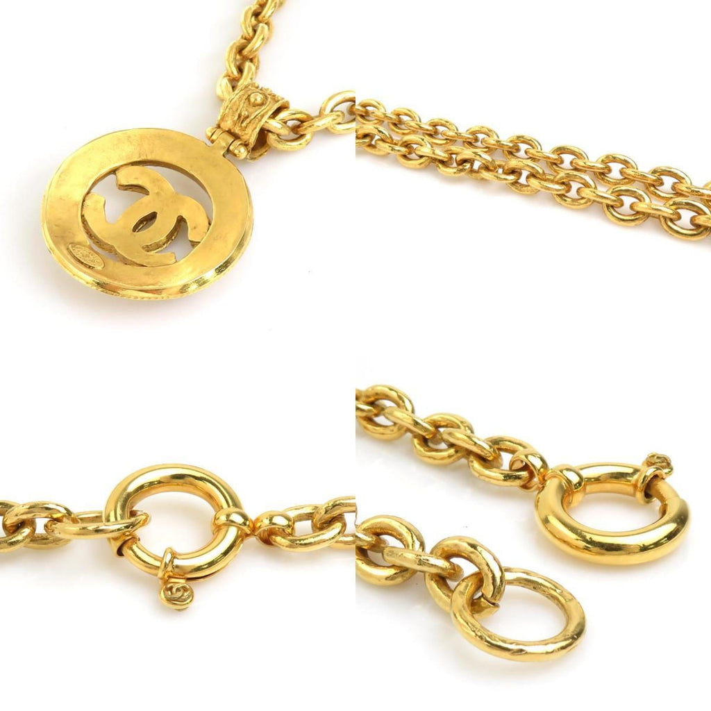CC Logo Pendant Necklace Gold-Tone Metal